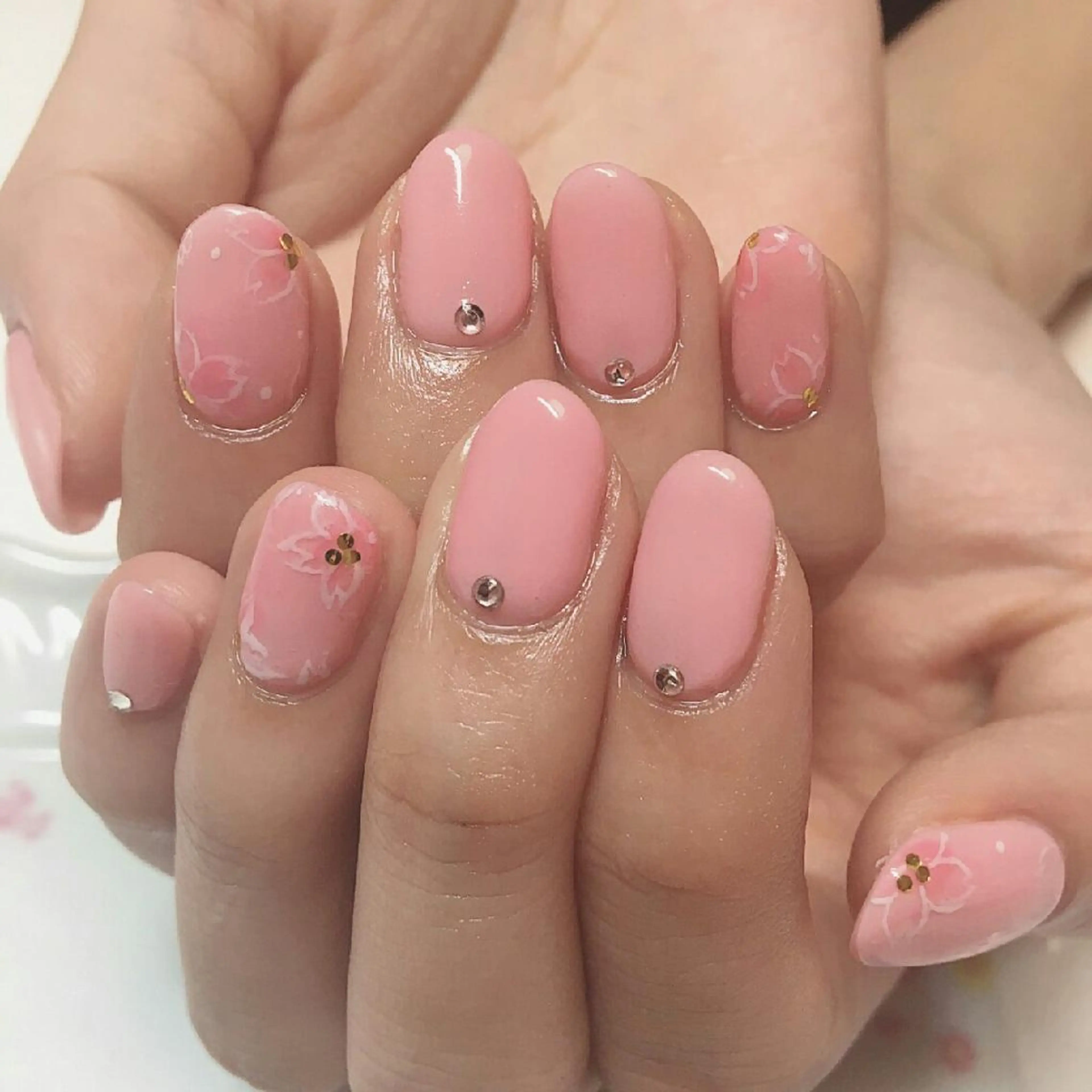 ネイル アートネイル 桜ネイル ワンカラーネイル m saaのネイルデザイン