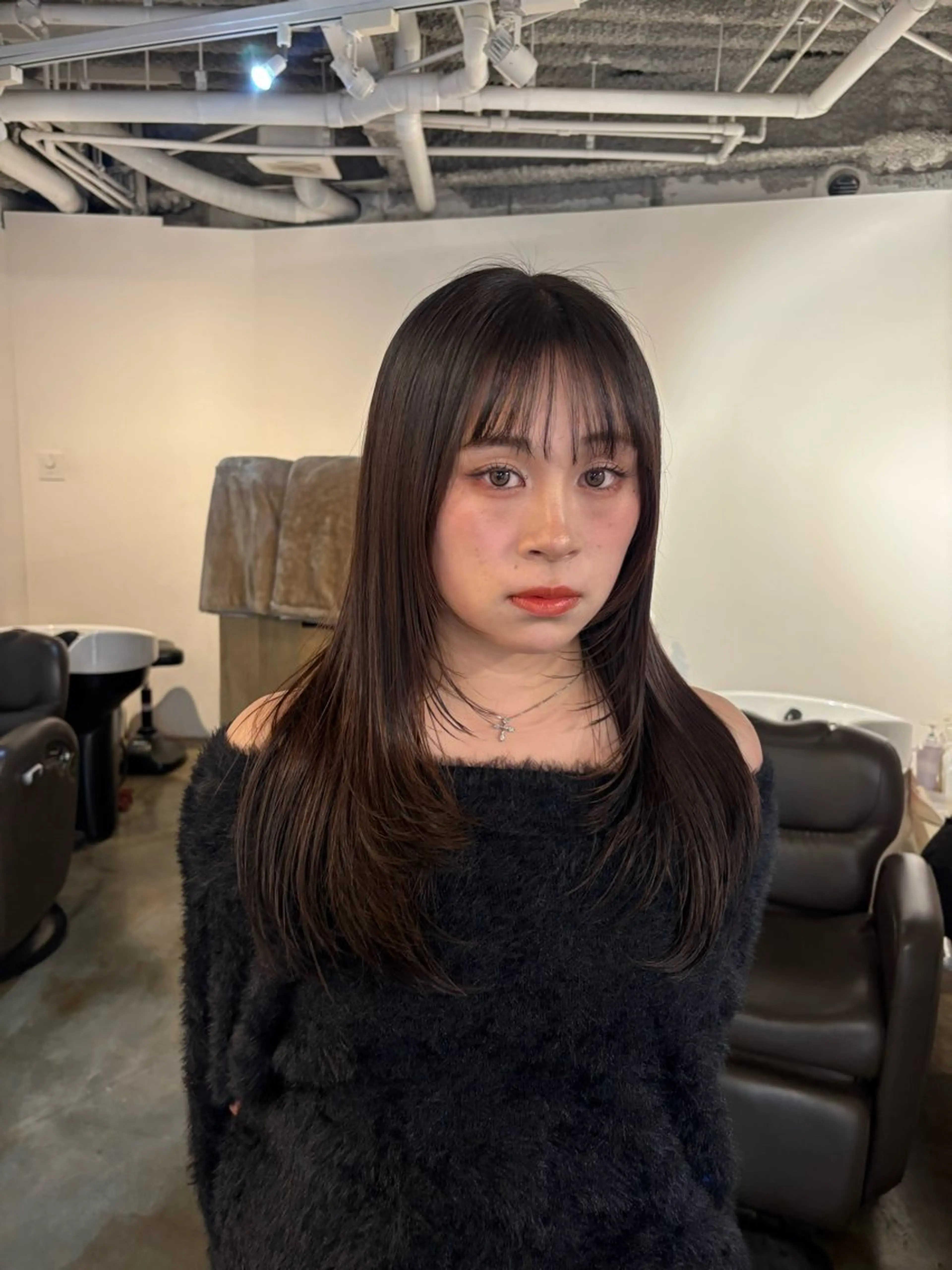 ミディアム ミディアムレイヤー 顔まわりレイヤー 顔周りカット レイヤーカット 近江廉/梅田/福島 髪質改善/縮毛矯正のヘアスタイル