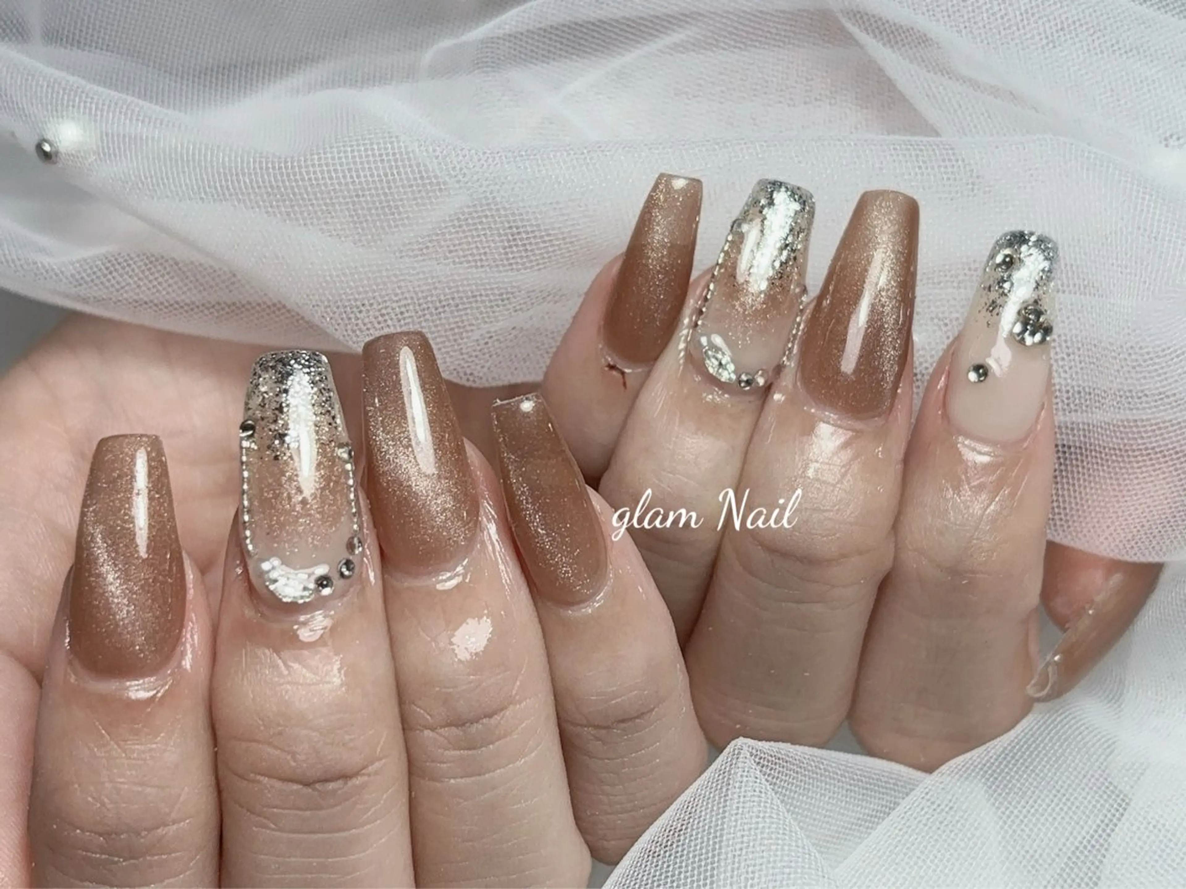 ネイル ハンドネイル エツメ💅 長さだし🎀デザインのネイルデザイン