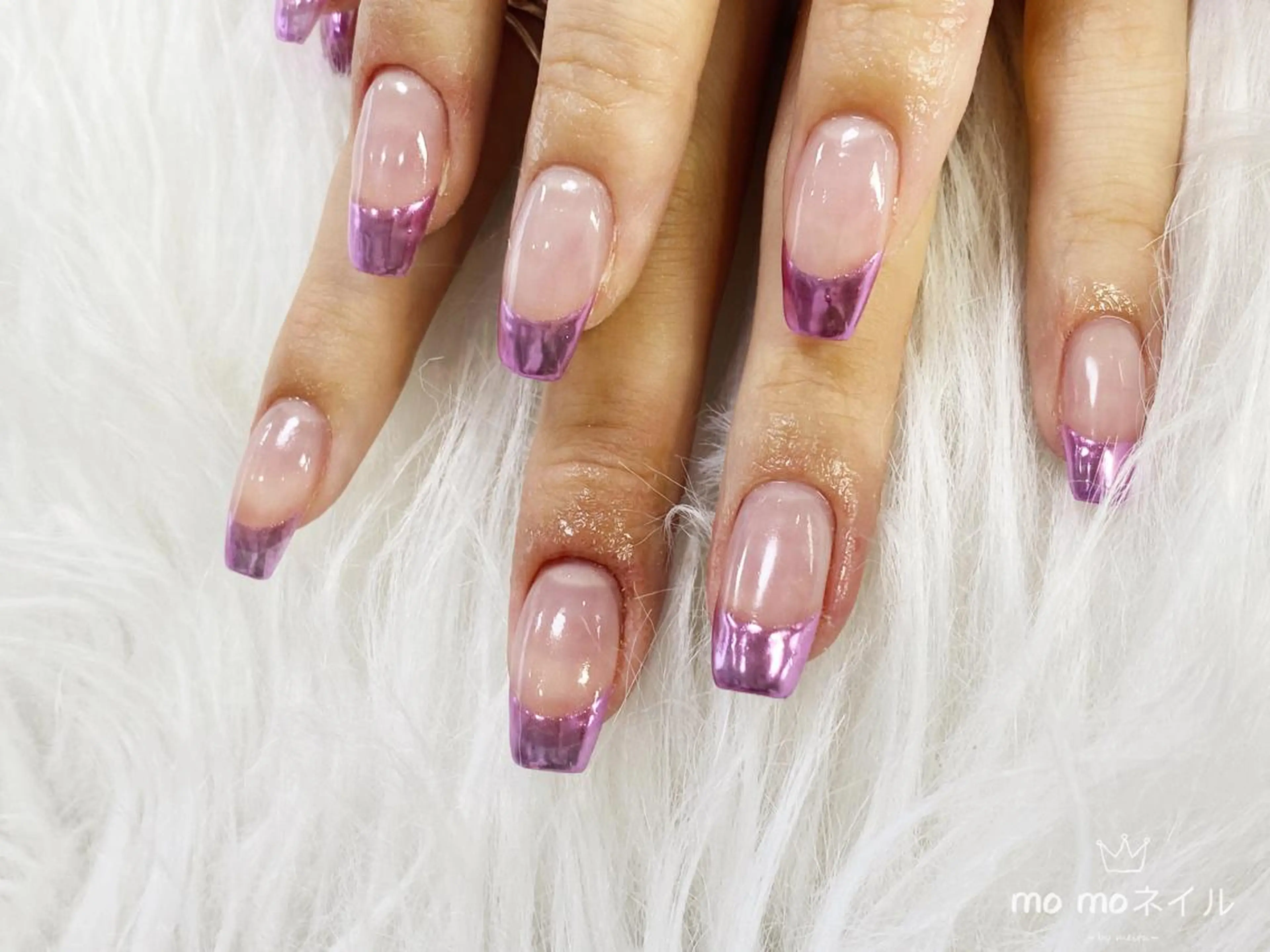 ネイル フレンチネイル ミラーネイル スカルプネイル MOMO nailのネイルデザイン