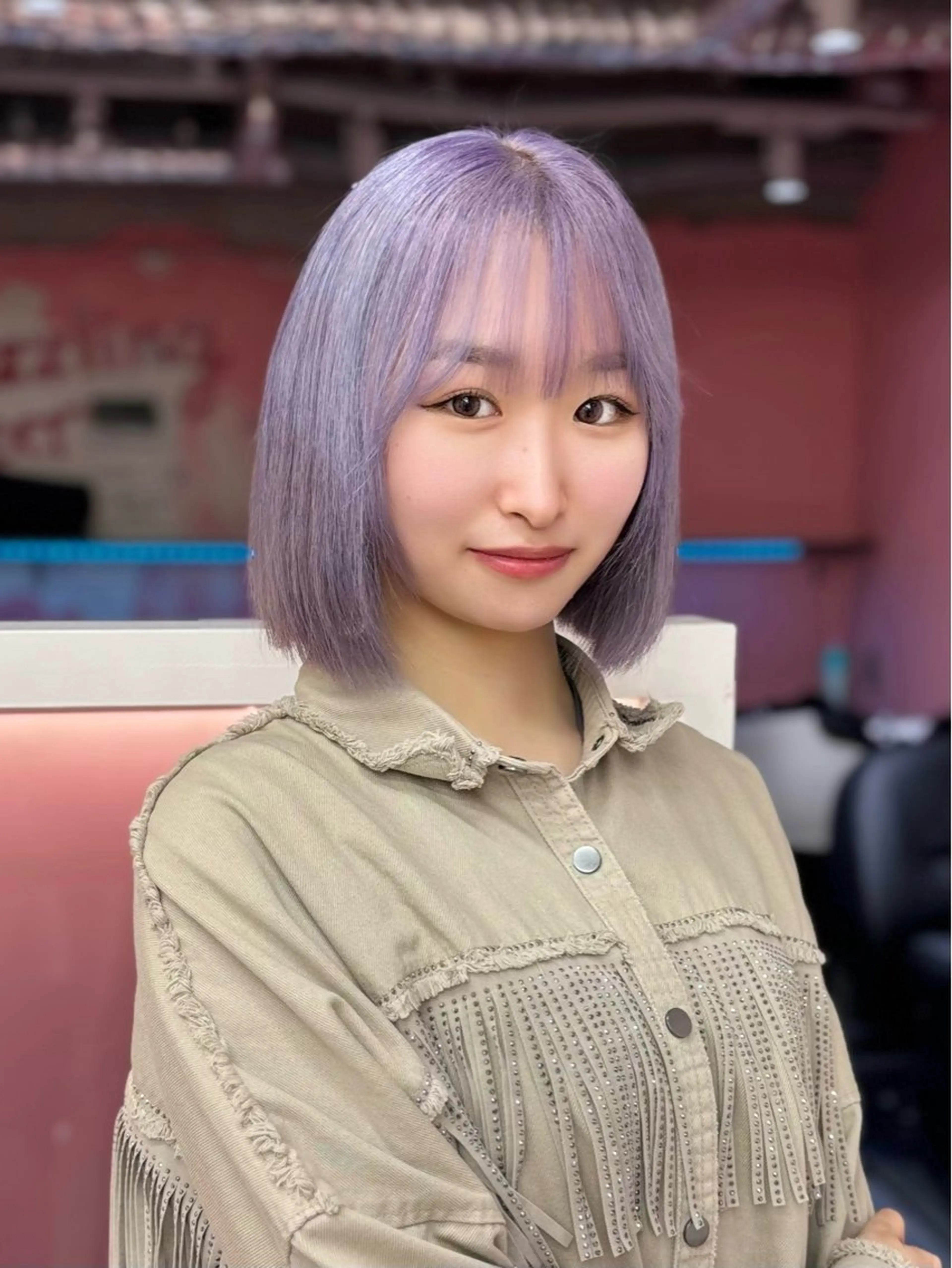 ミディアム カラー ヘアカラー 田中麻鈴/ハイトーン /ミルクティーのヘアスタイル