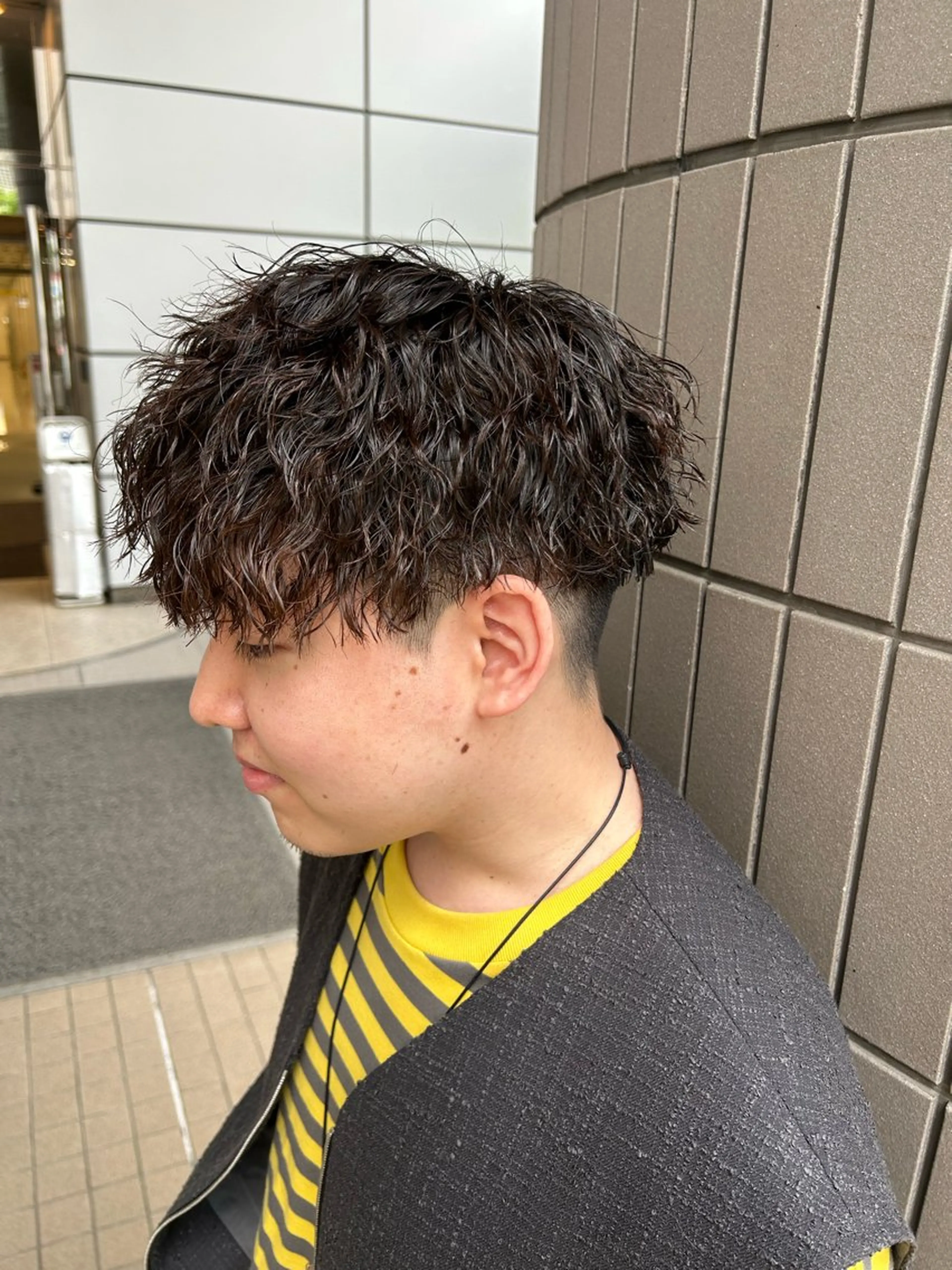 ミディアム パーマ メンズ 大阪/梅田/シャドウ パーマ/ノボリユウタのヘアスタイル