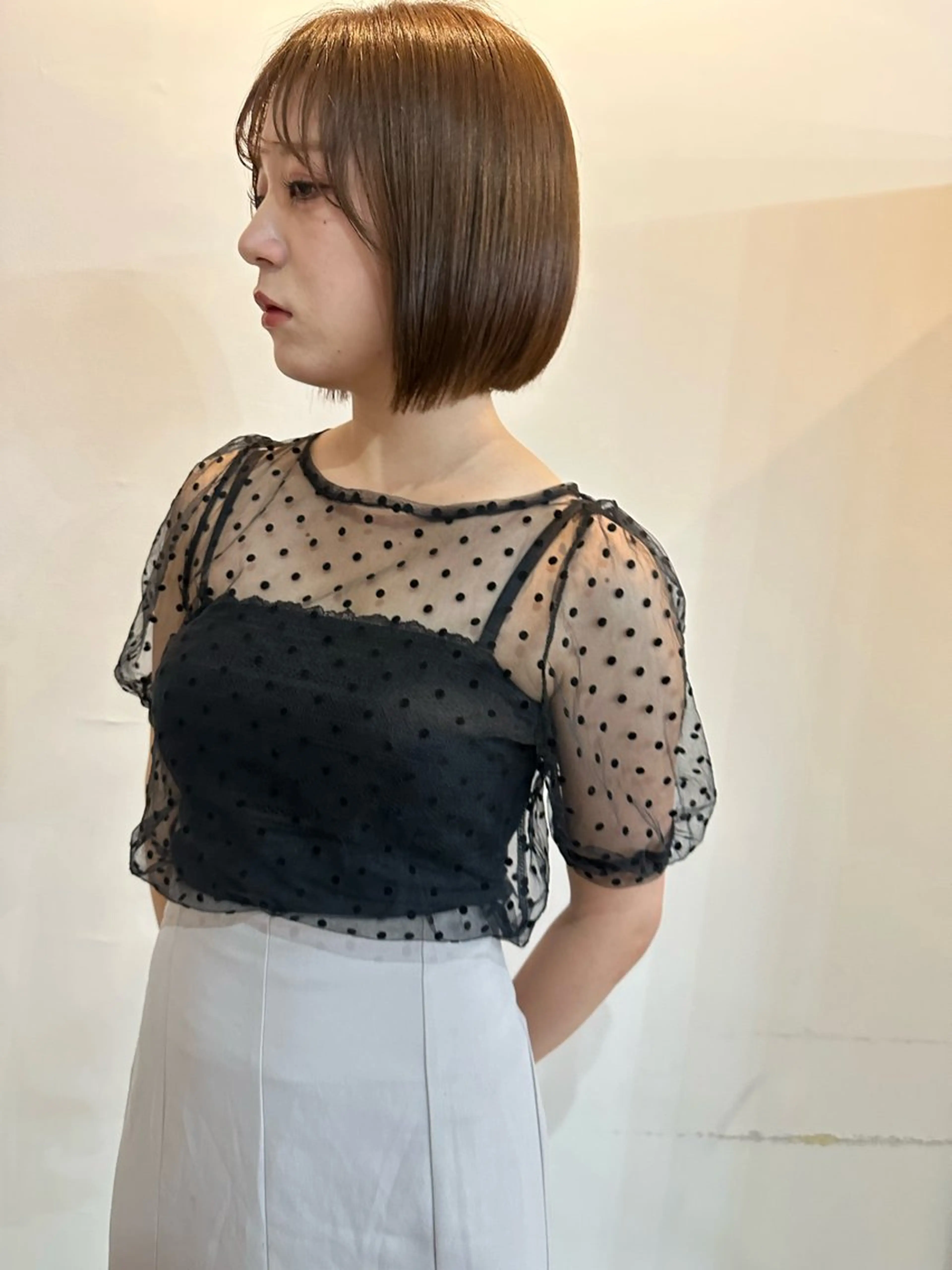 ショート カラー ヘアアレンジ カット ヘアカラー トリートメント SAKURA表参道所属・切りっぱなしボブ/ デザインカラー店長のヘアスタイル