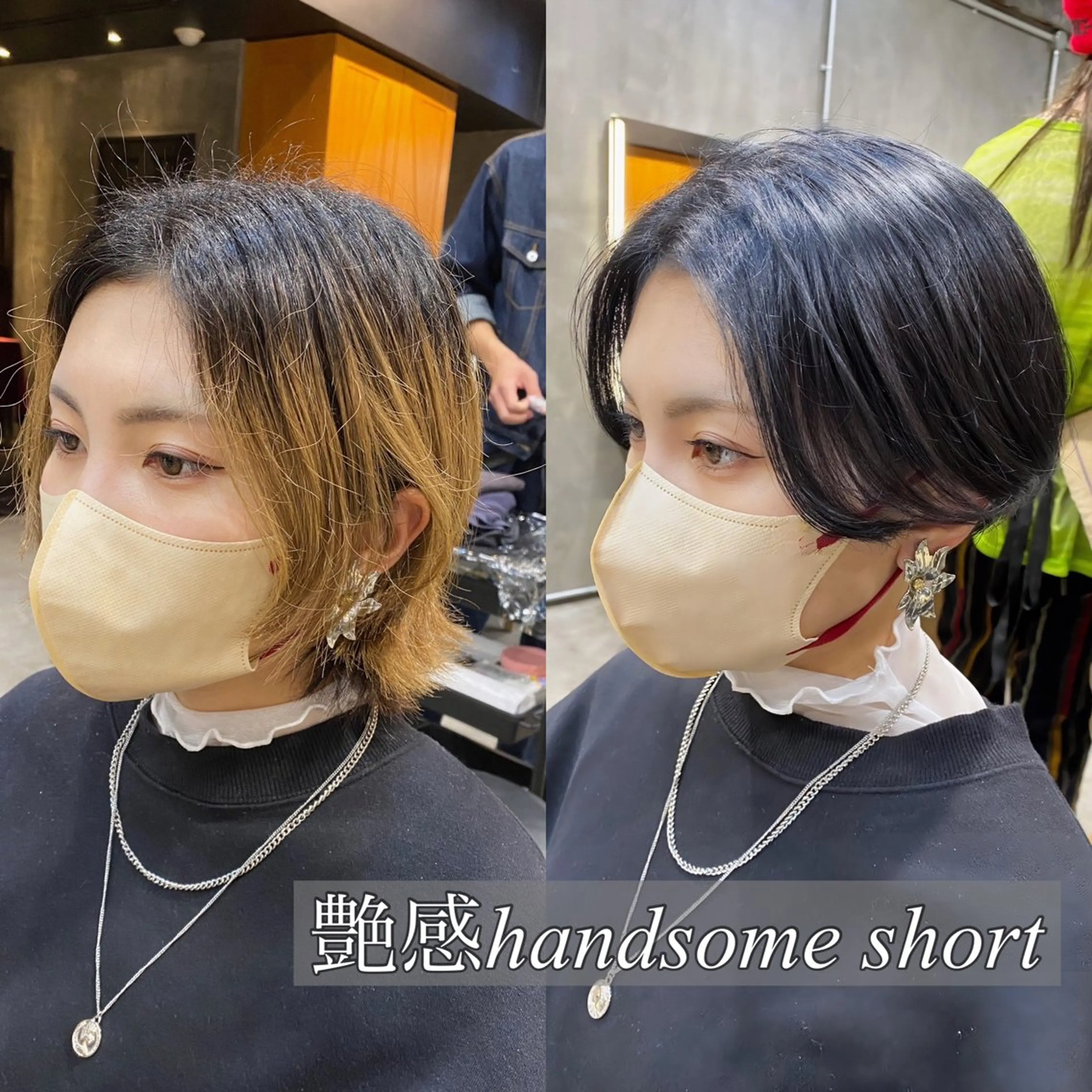 ショート カラー ハンサムショート 黒髪 ブルーカラー ブルーブラック ショートヘア カット ヘアカラー トリートメント ブリーチなしダブル カラー🧸🐺陽介のヘアスタイル