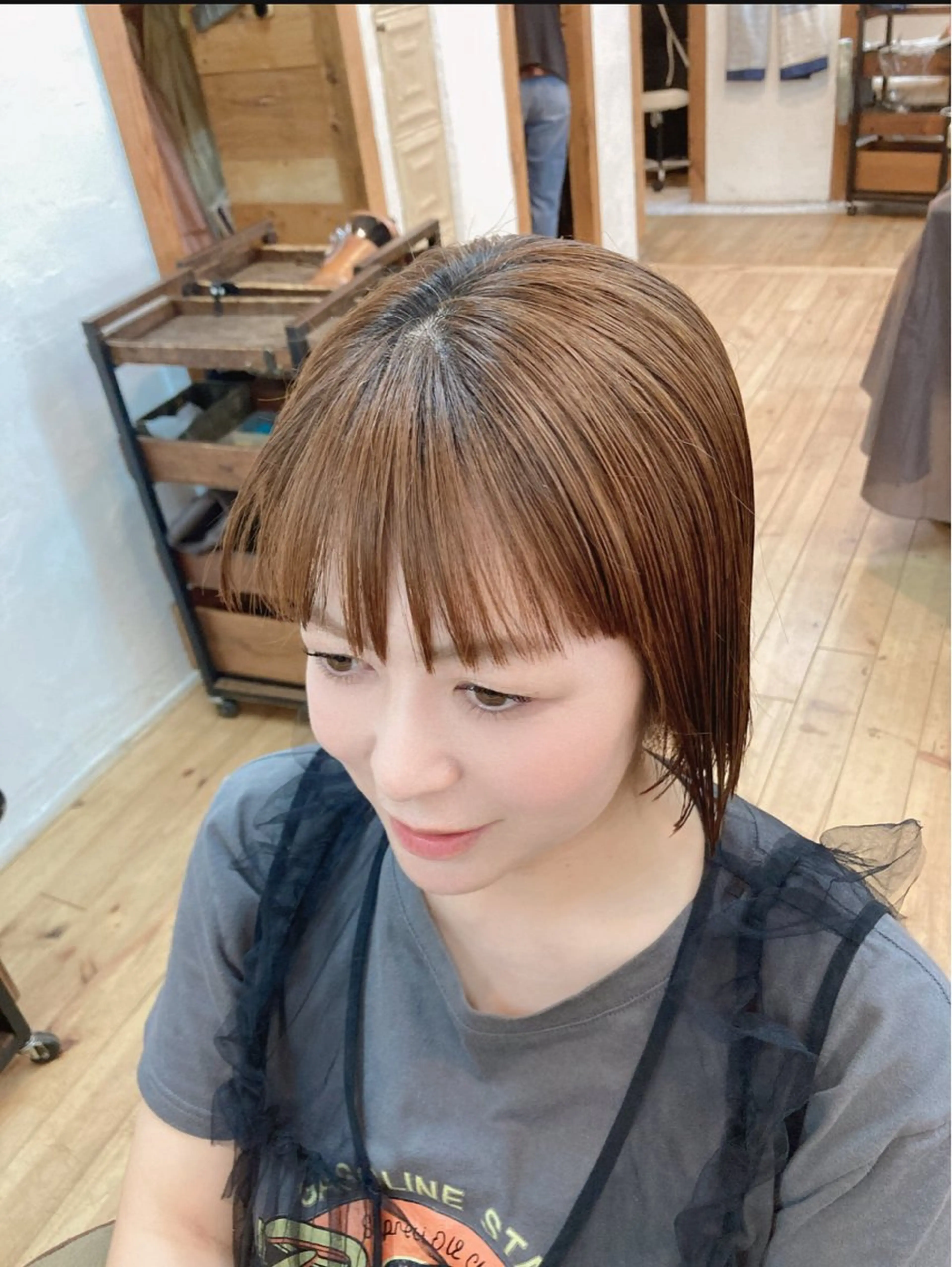 ミディアム 酸性ストレート カット 縮毛矯正 林 エリのヘアスタイル