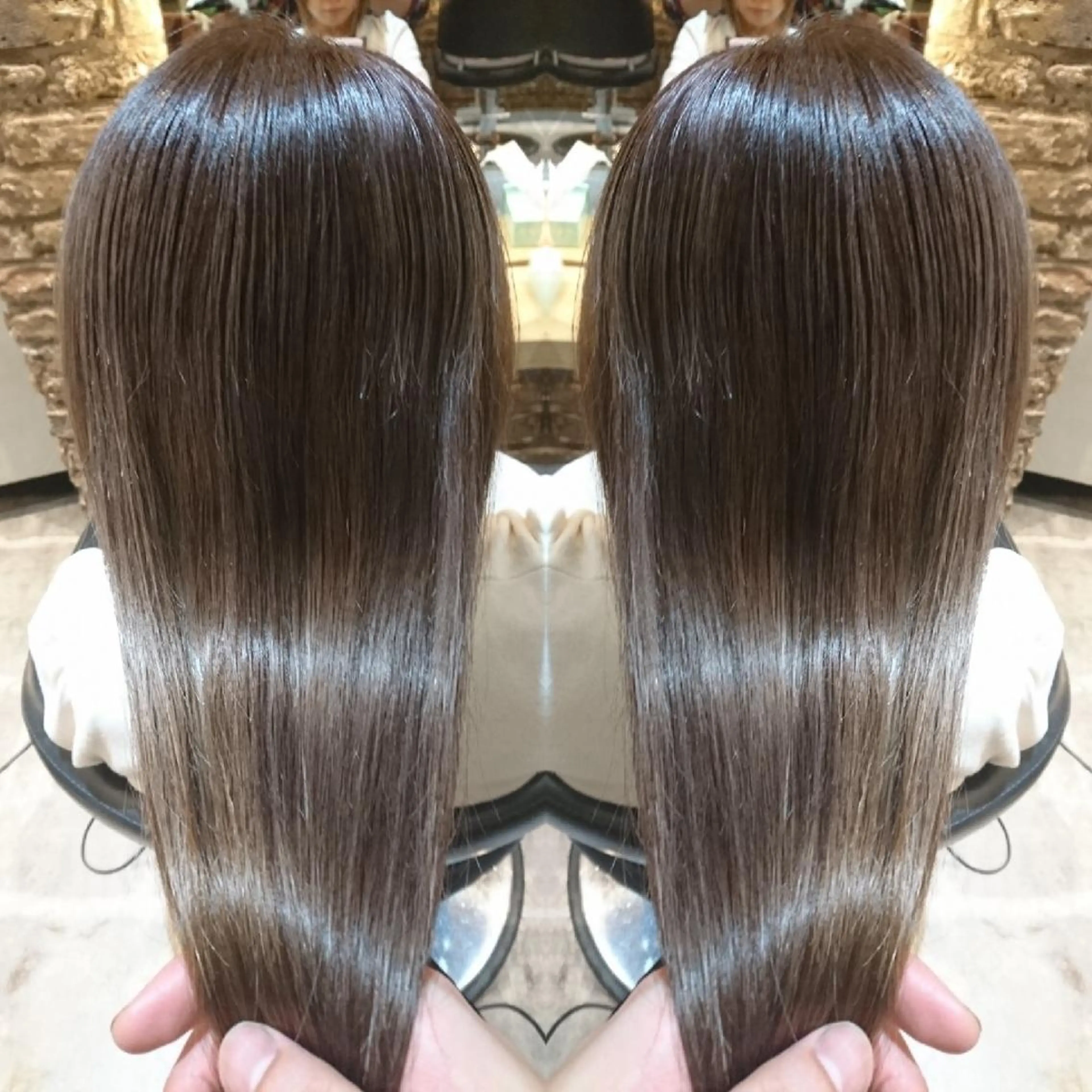 ロング カラー グレージュ ハイライトカラー ハイライト youres センター南所属・今満 精二のヘアスタイル