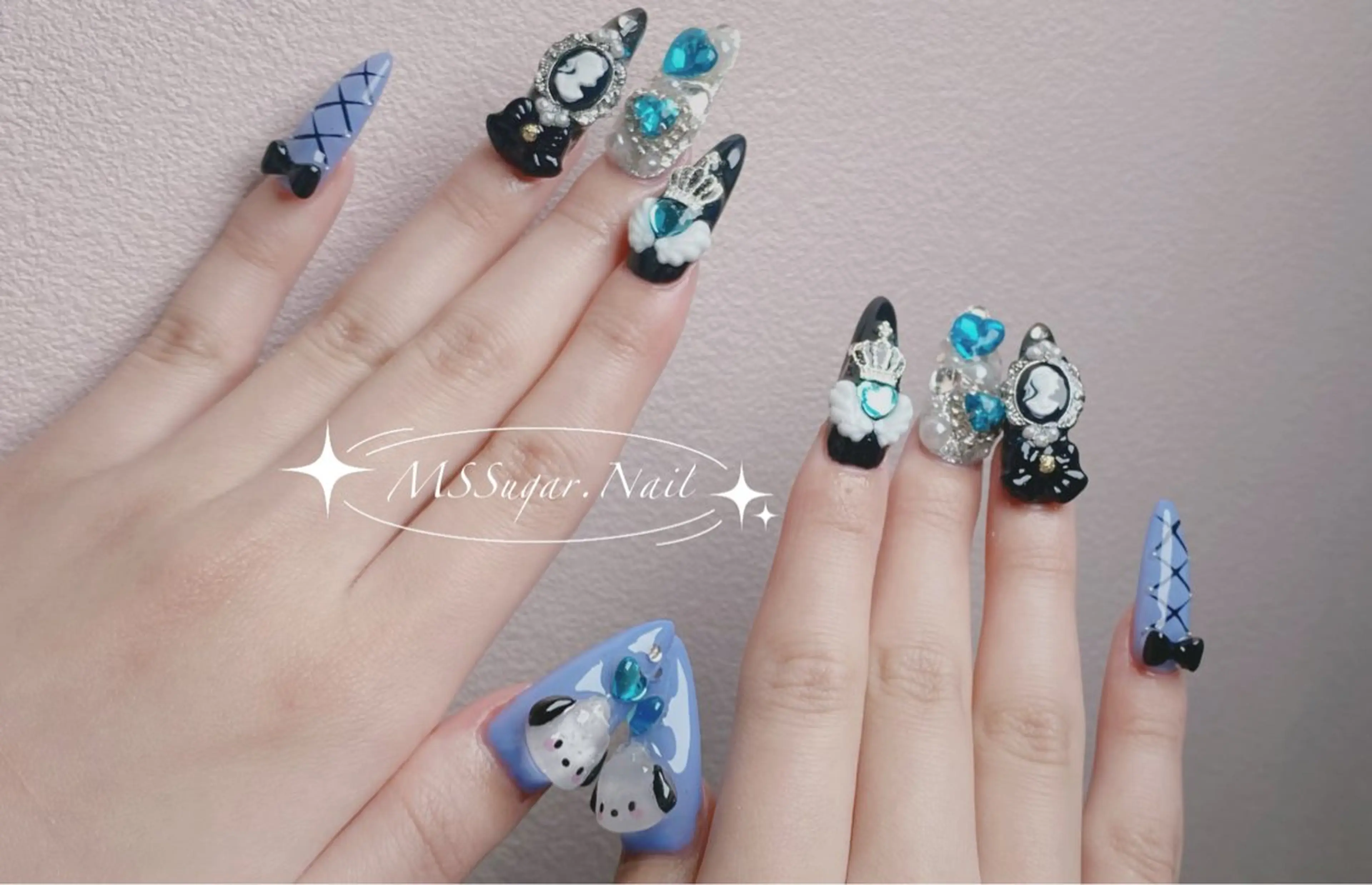 ネイル ロングネイル マグネットネイル スカルプネイル ネイルチップ ワンホンネイル ハンドネイル MSSugar Nailのネイルデザイン