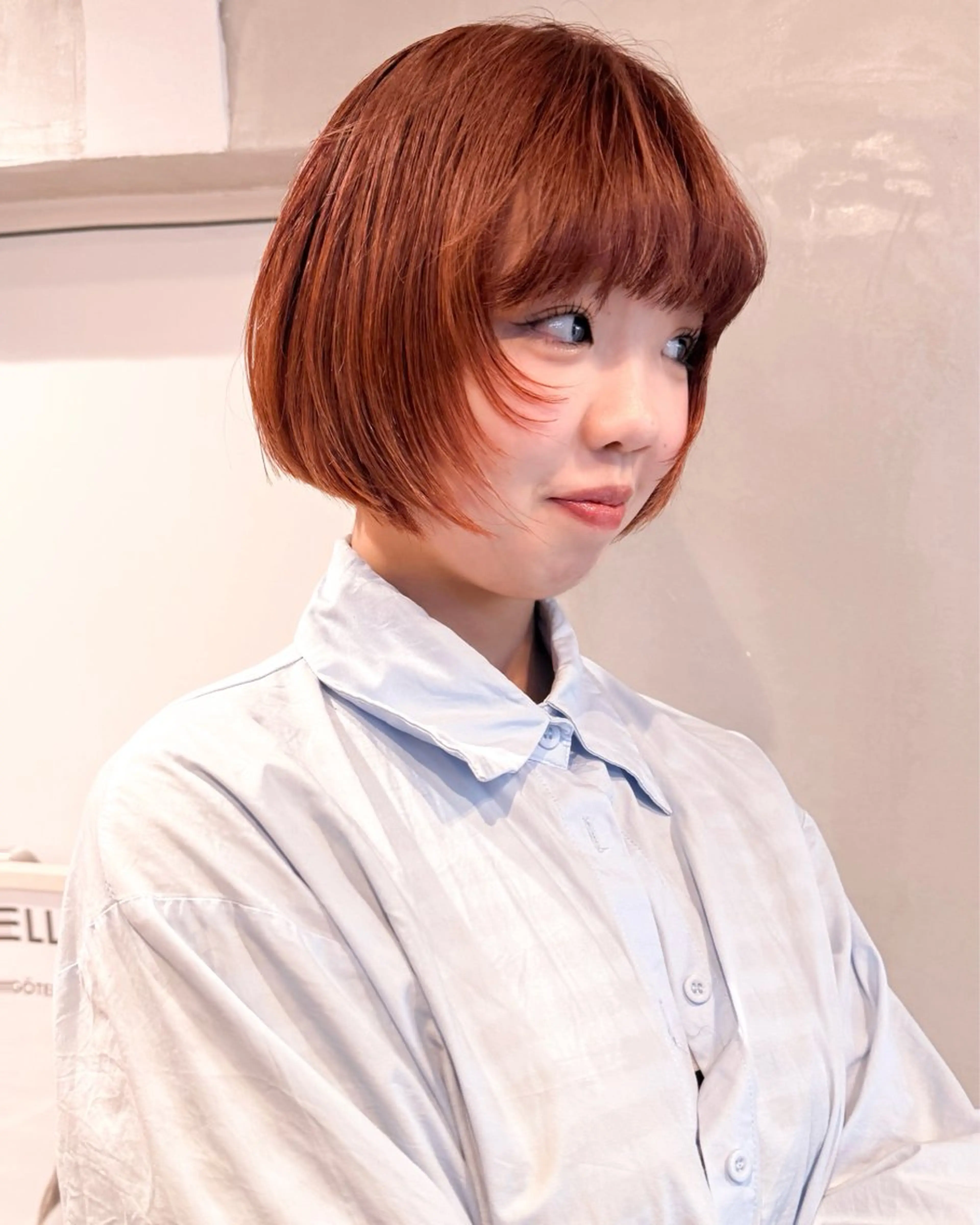 ショート カラー ブラウンカラー オレンジ オレンジブラウン ボブ 🍈yurina パーマ🍈のヘアスタイル