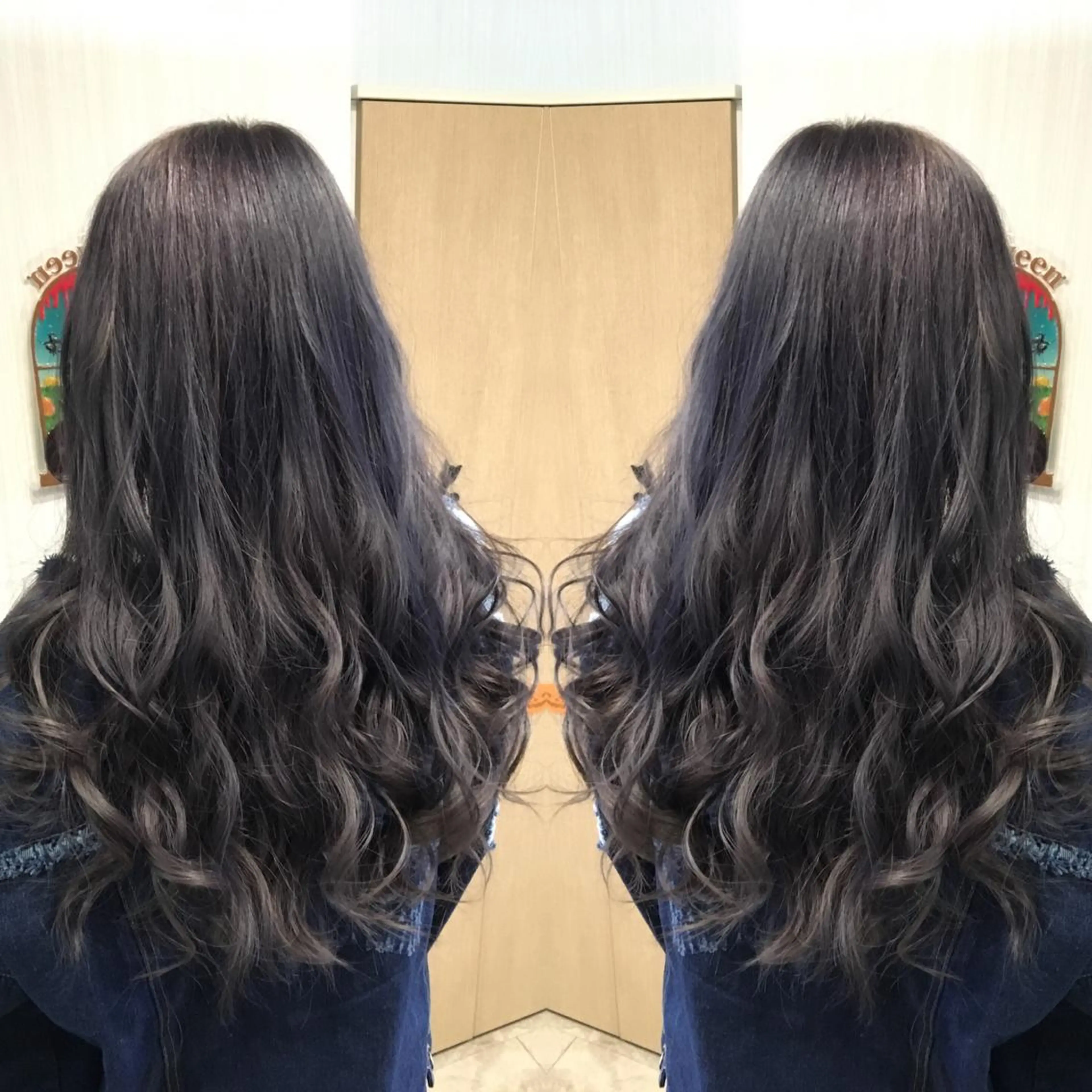 ロング カラー ネイビーカラー 💓シールエクステ for...のヘアスタイル