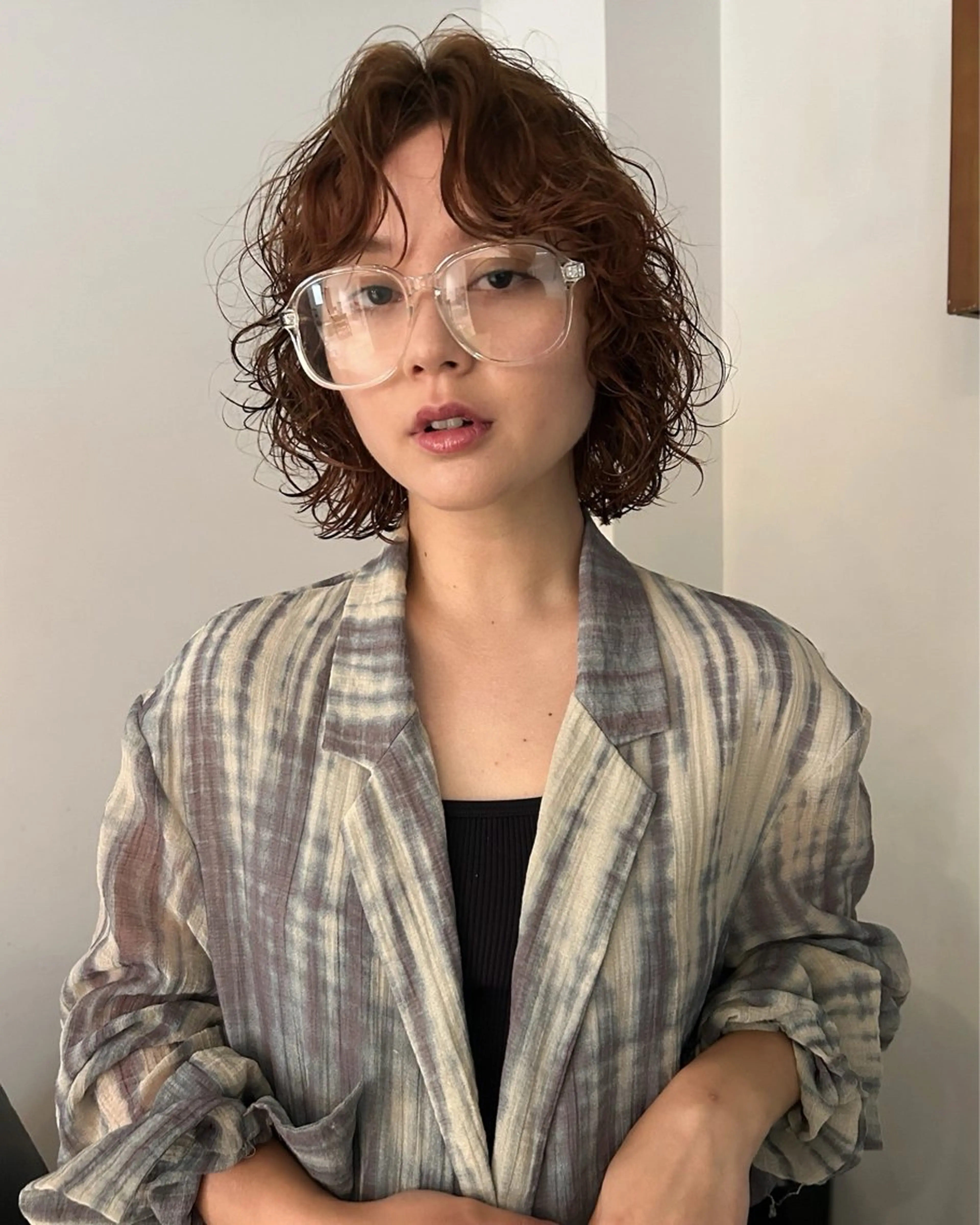ショート パーマ ボブレイヤー ボブ レイヤーカット カット パーマ トリートメント Loom.所属・村上雅人 ナチュラルモードのヘアスタイル