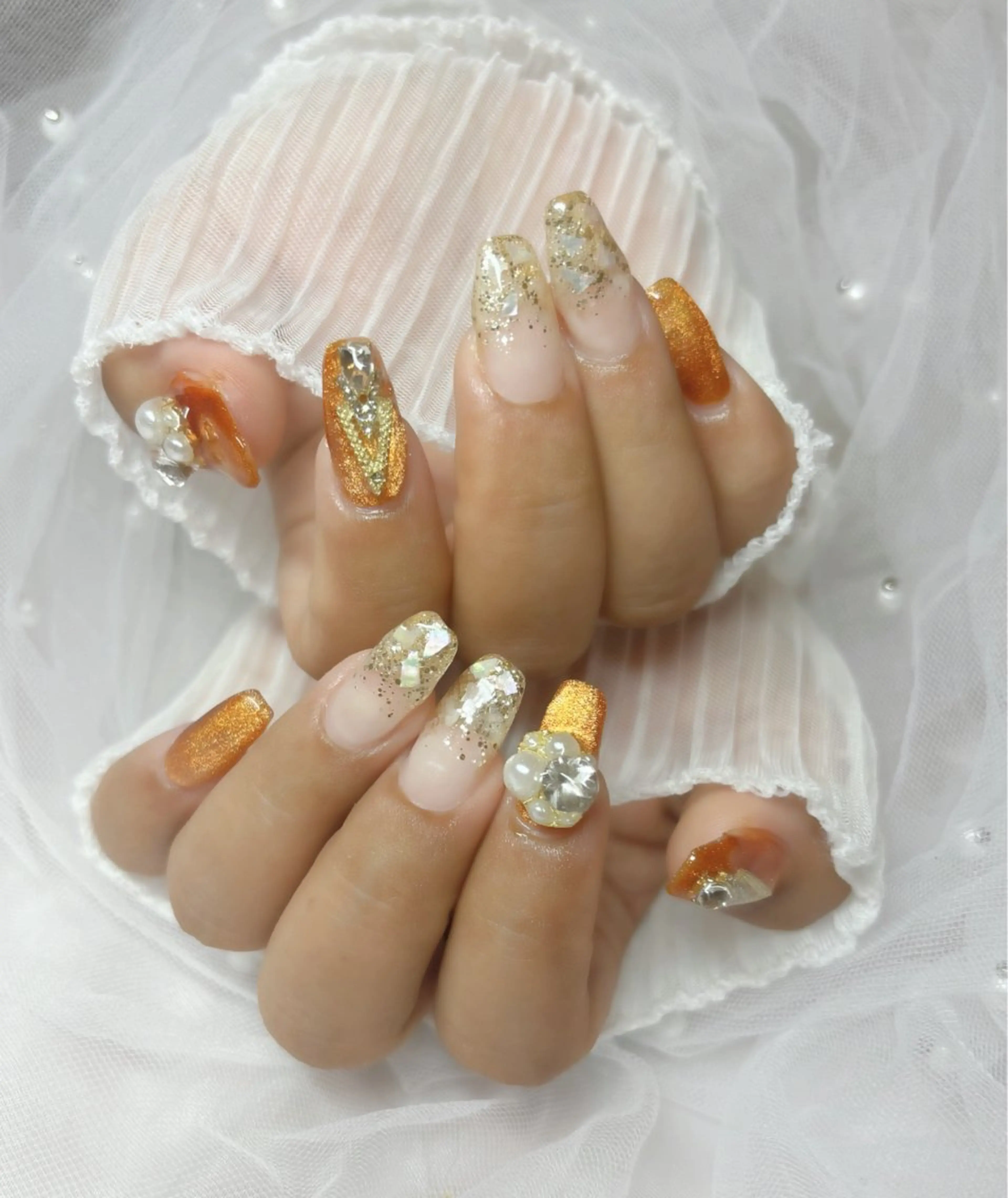 ネイル オレンジ ハンドネイル Nail Salon macherieのネイルデザイン