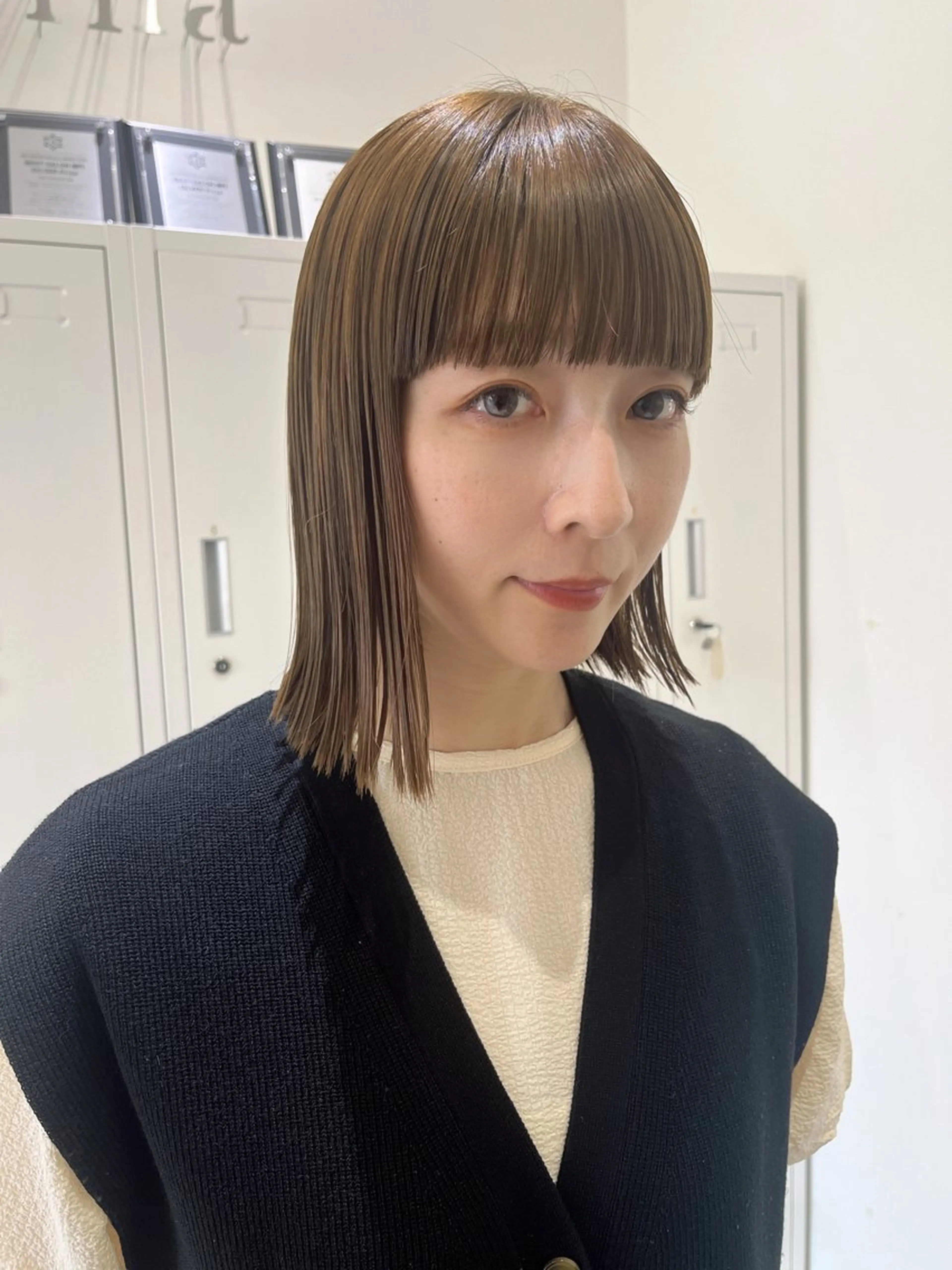 ミディアム 髪質改善 韓国風ヘア レイヤーカット ヘアカラー zina福岡天神📛 井上美乃里のヘアスタイル