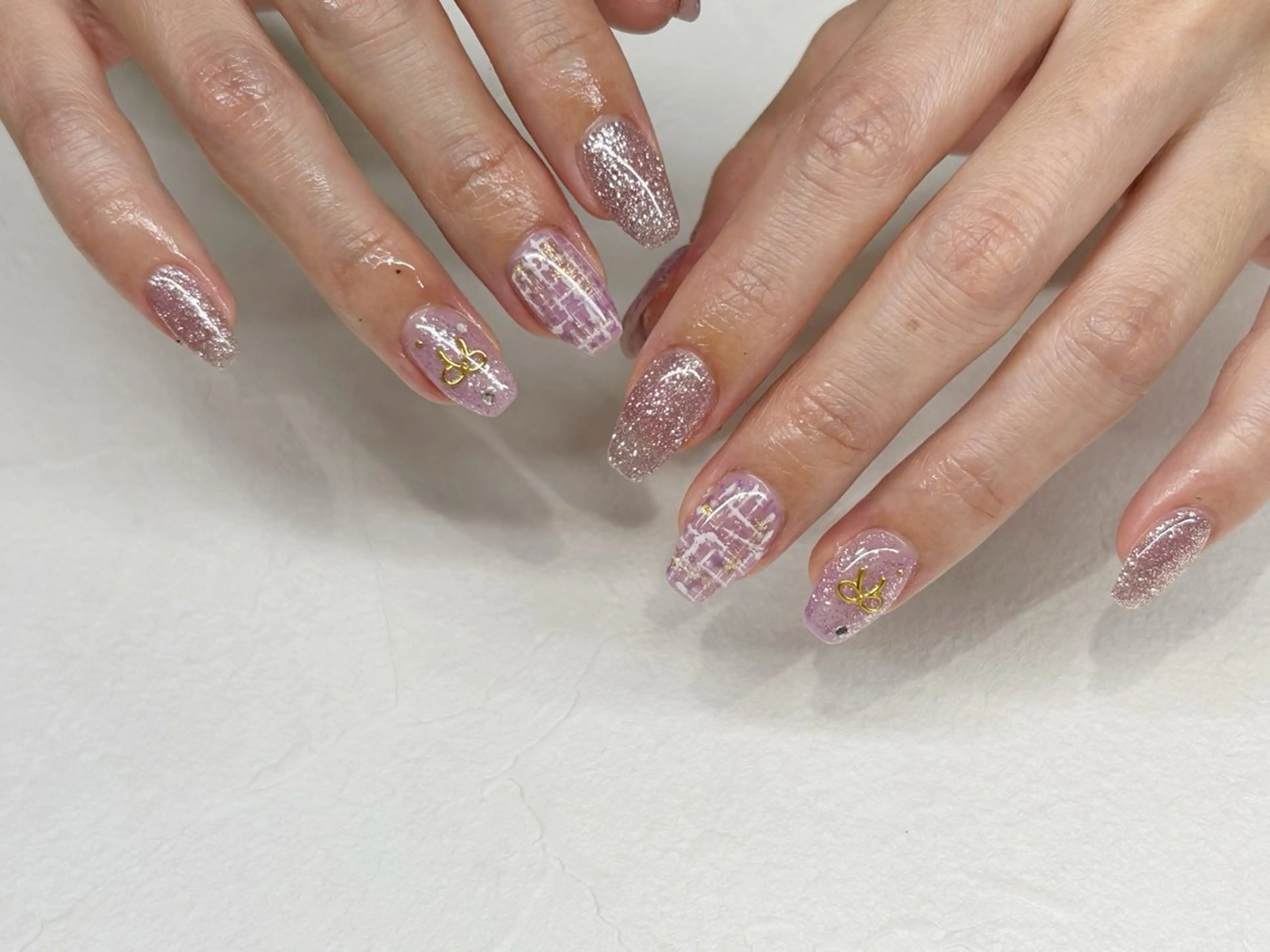 ネイル キラキラネイル ツイードネイル ハンドネイル *sofa八王子店* Akaneのネイルデザイン