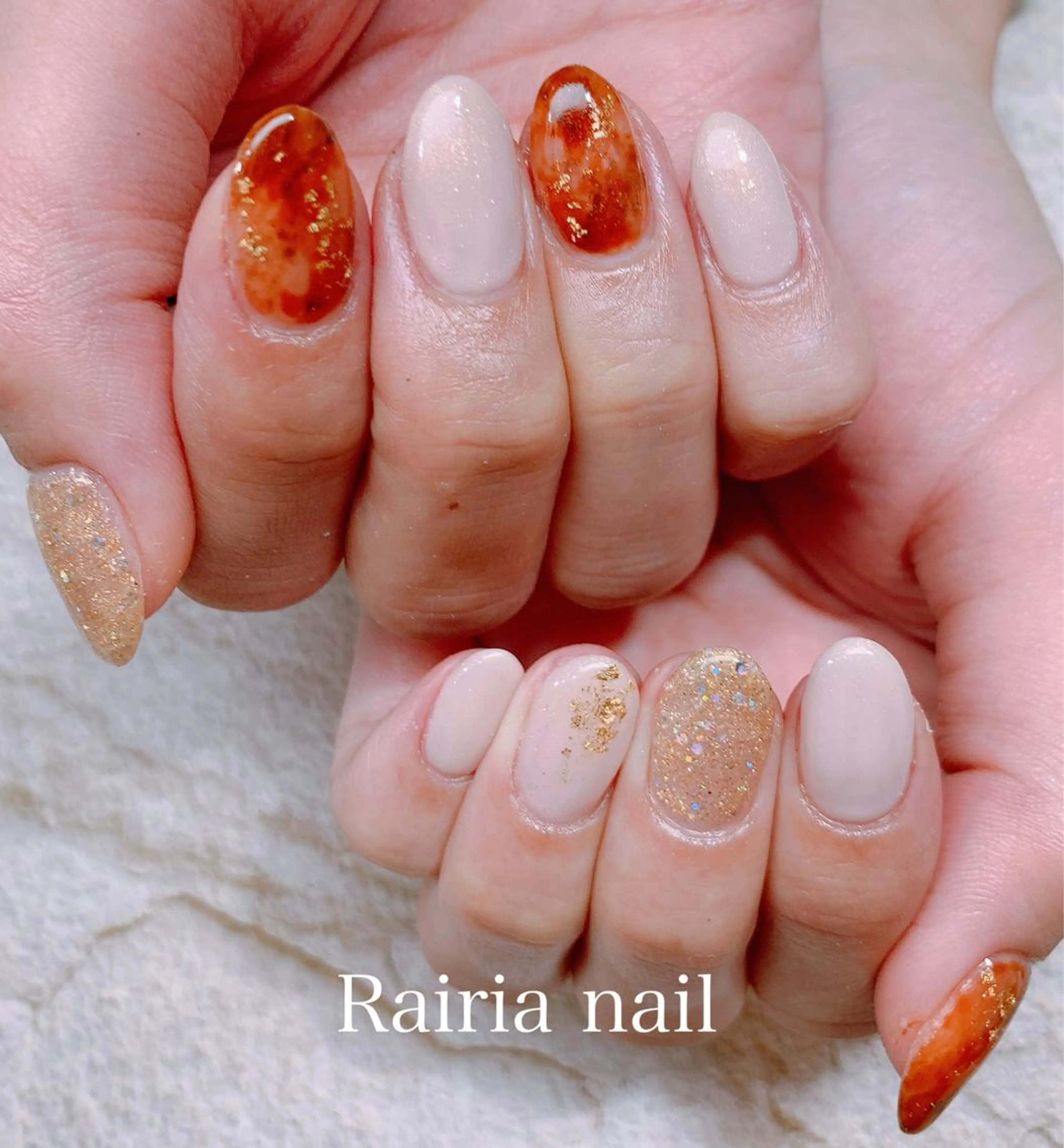 ネイル アートネイル べっ甲ネイル カジュアル フットネイル フレンチネイル Rairia nail本八幡店のネイルデザイン