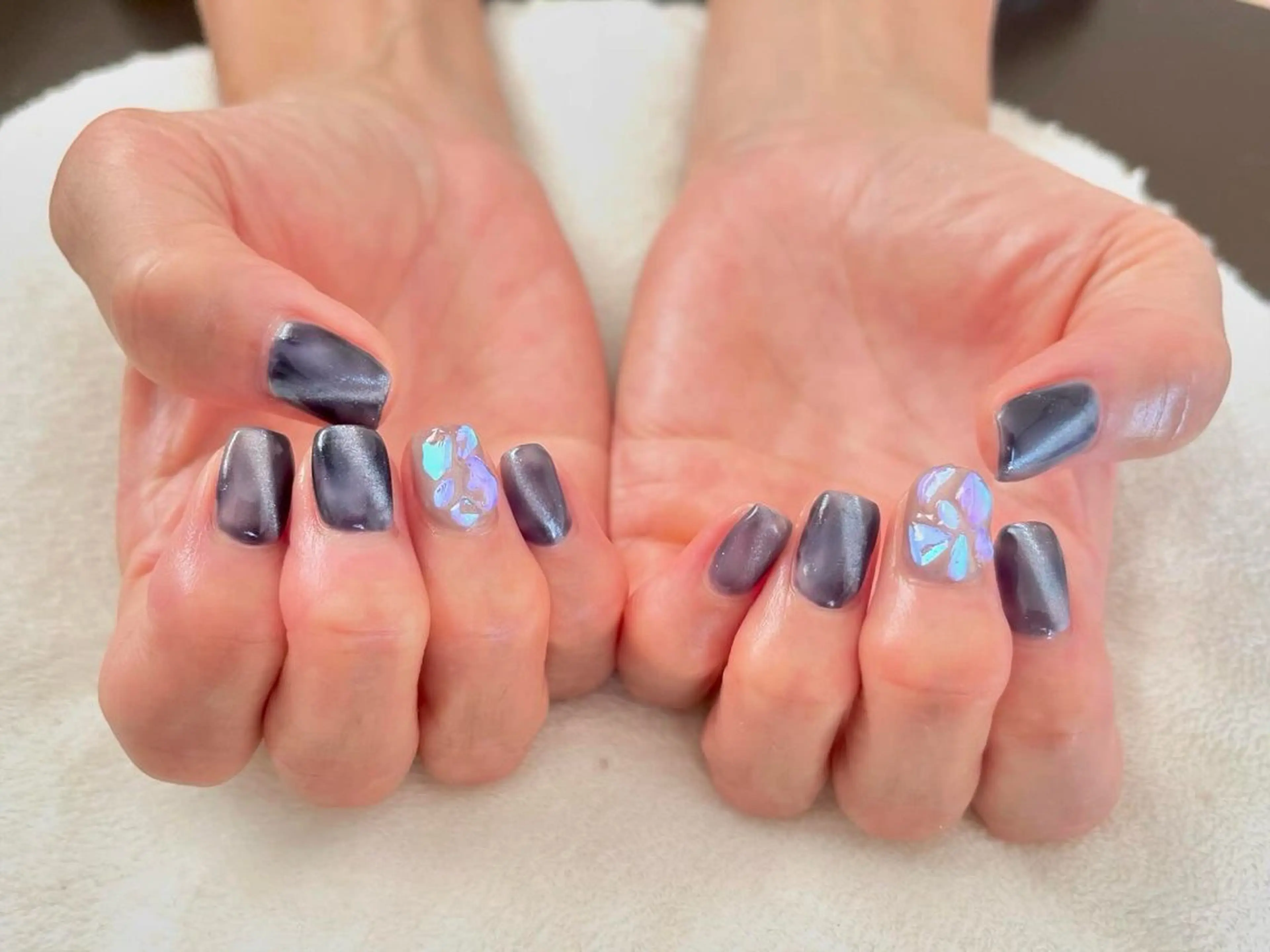 ネイル マグネットネイル ネイビー ハンドネイル Nail salon Cielel⟡Ayaのネイルデザイン