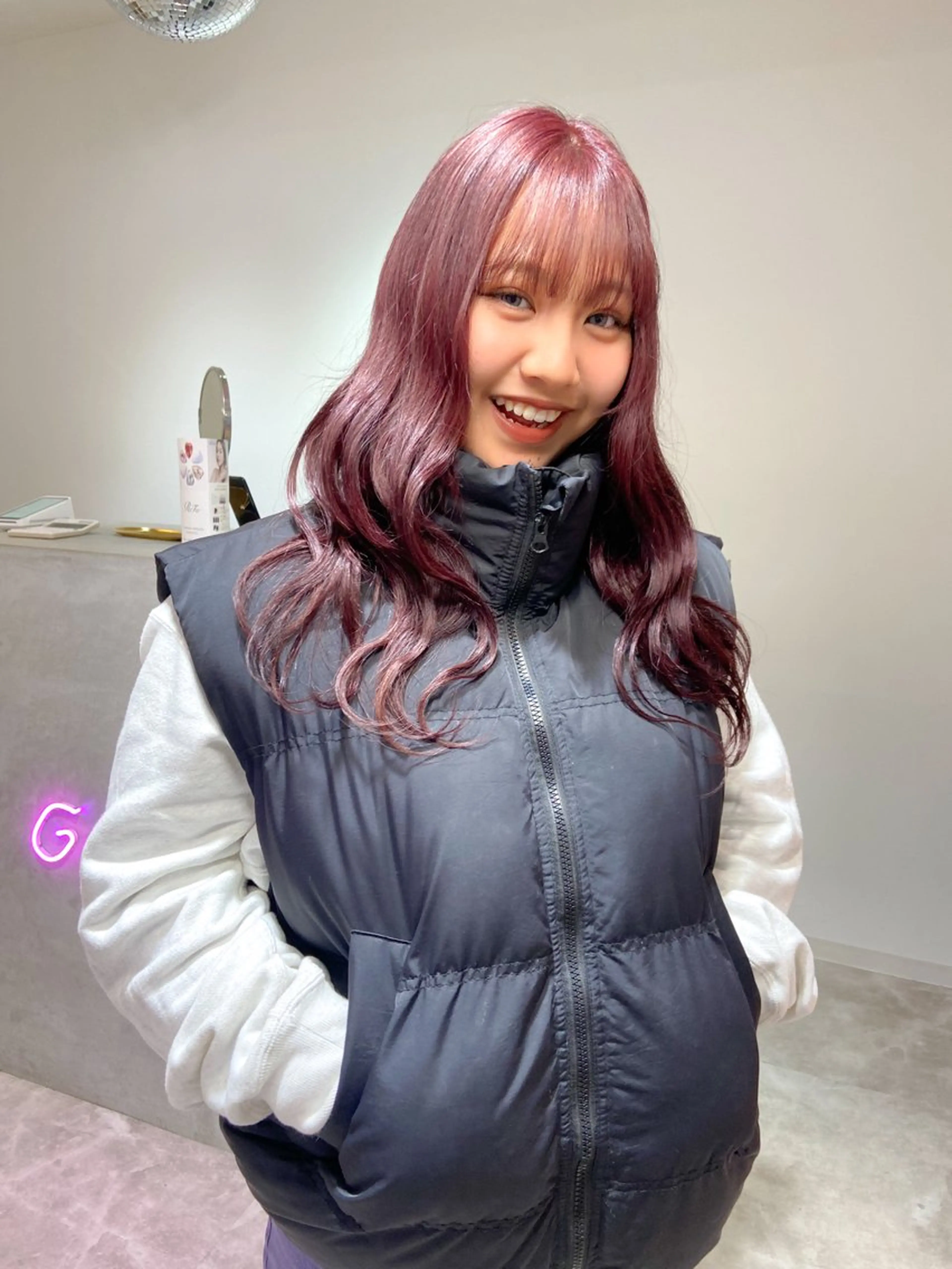 セミロング カラー ブリーチ ボルドーカラー ラベンダーカラー ピンクカラー ピンクラベンダー カット ヘアカラー トリートメント ヘッドスパ ヘアセット 似合わせ暖色のプロ/ ニュアンスカラー🍊のヘアスタイル