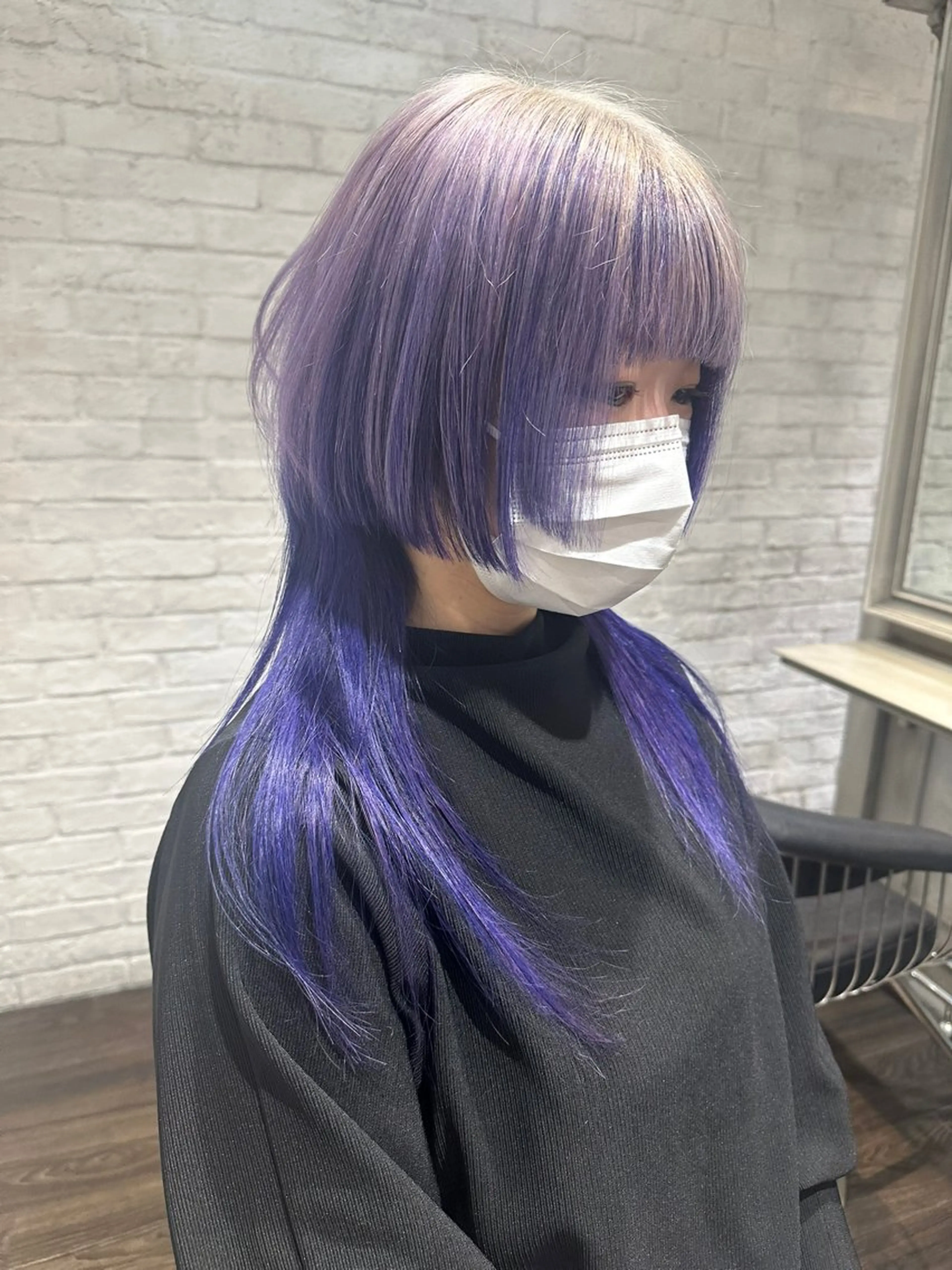 セミロング ウルフカット ヘアカラー ハイトーン/渋谷 かわいみきとのヘアスタイル