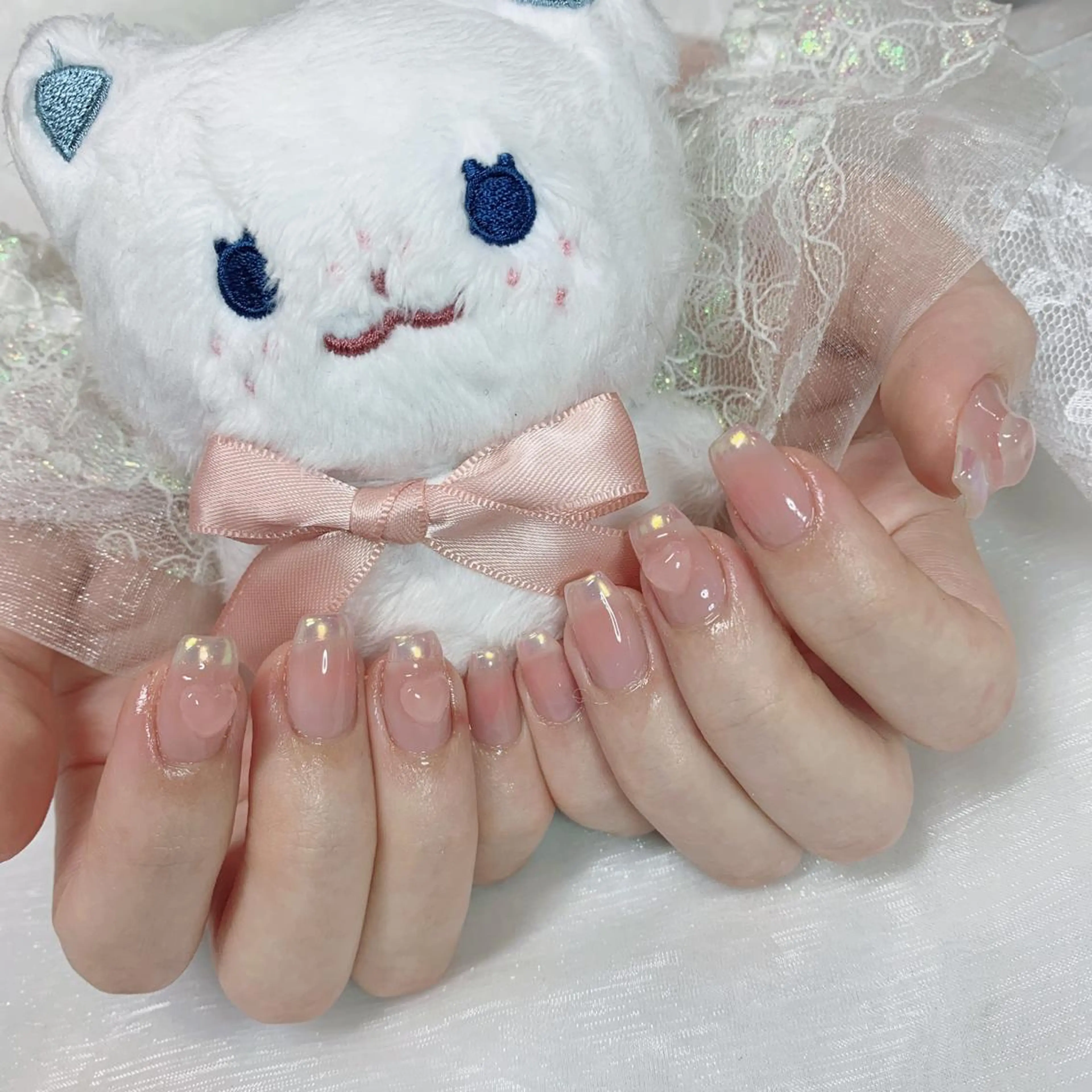 ネイル ハート UVネイル ハンドネイル La neige* yuki 🥯🍑のネイルデザイン