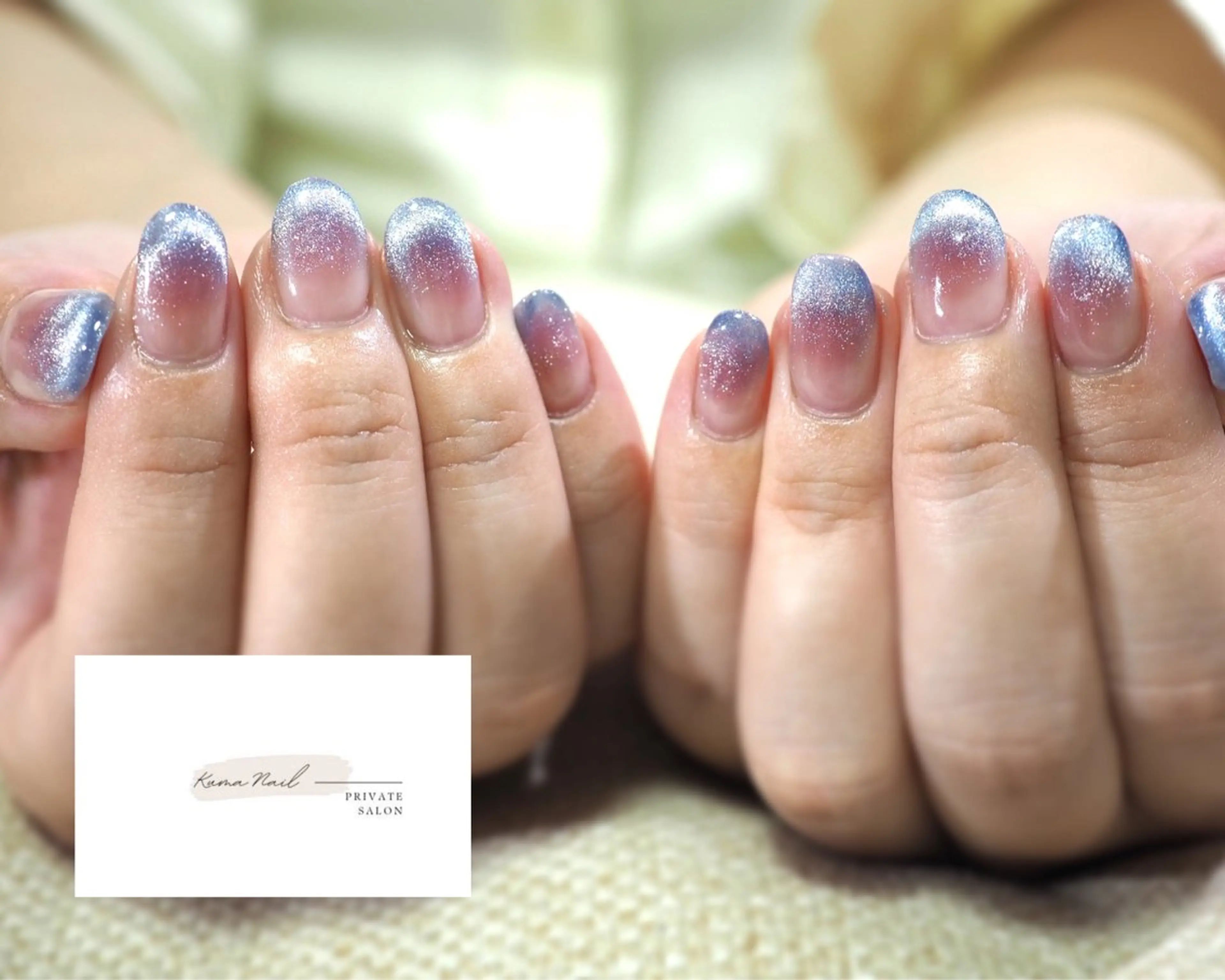 ネイル ブルー チークネイル フレンチネイル グラデーション マグネットネイル 藤が丘/守山/長久手 Kuma Nailのネイルデザイン