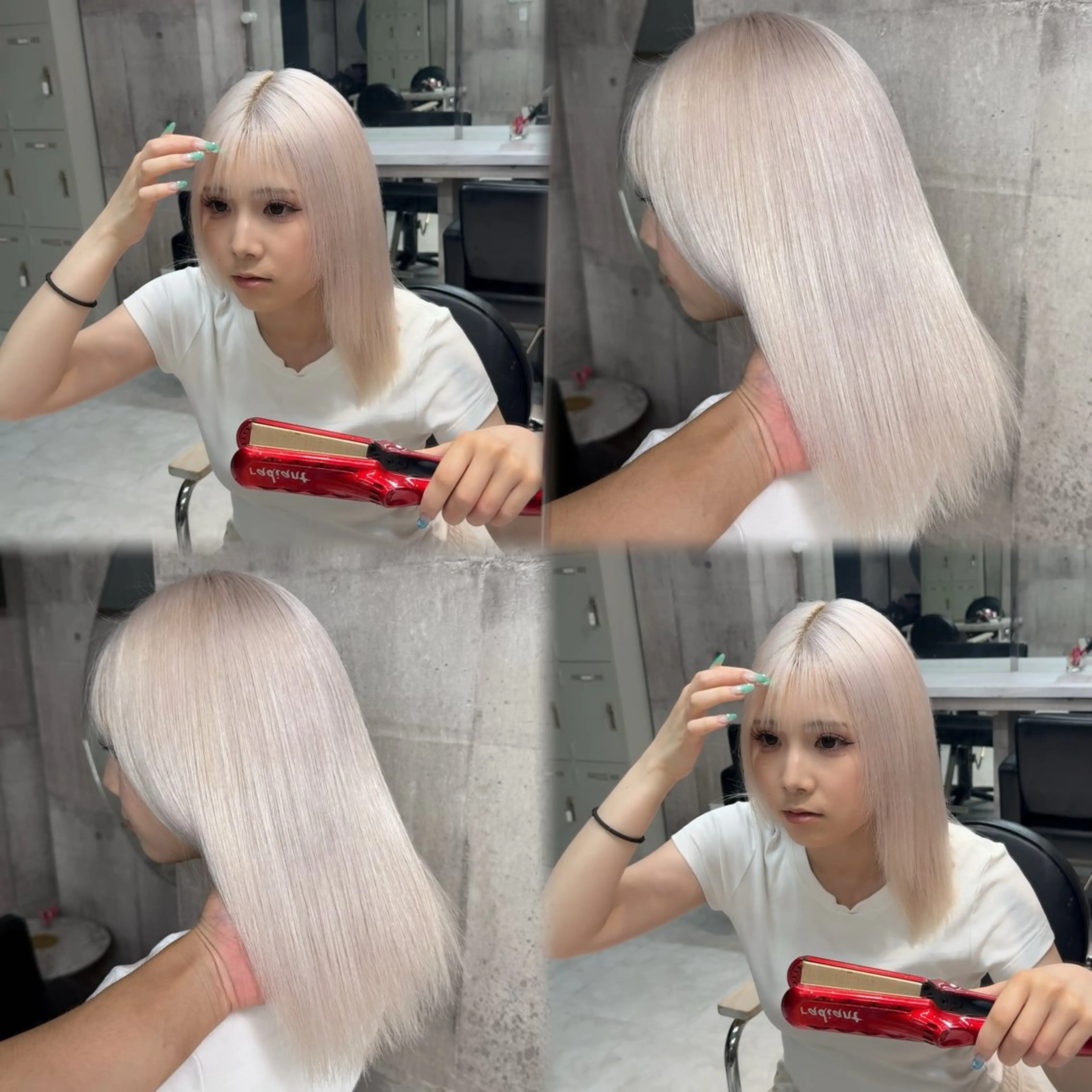 ミディアム カラー ベージュカラー ブリーチ ブロンド ミルクティーベージュ ピンクカラー ヘアカラー ハイトーン特化/ ムラ修正/拓真のヘアスタイル