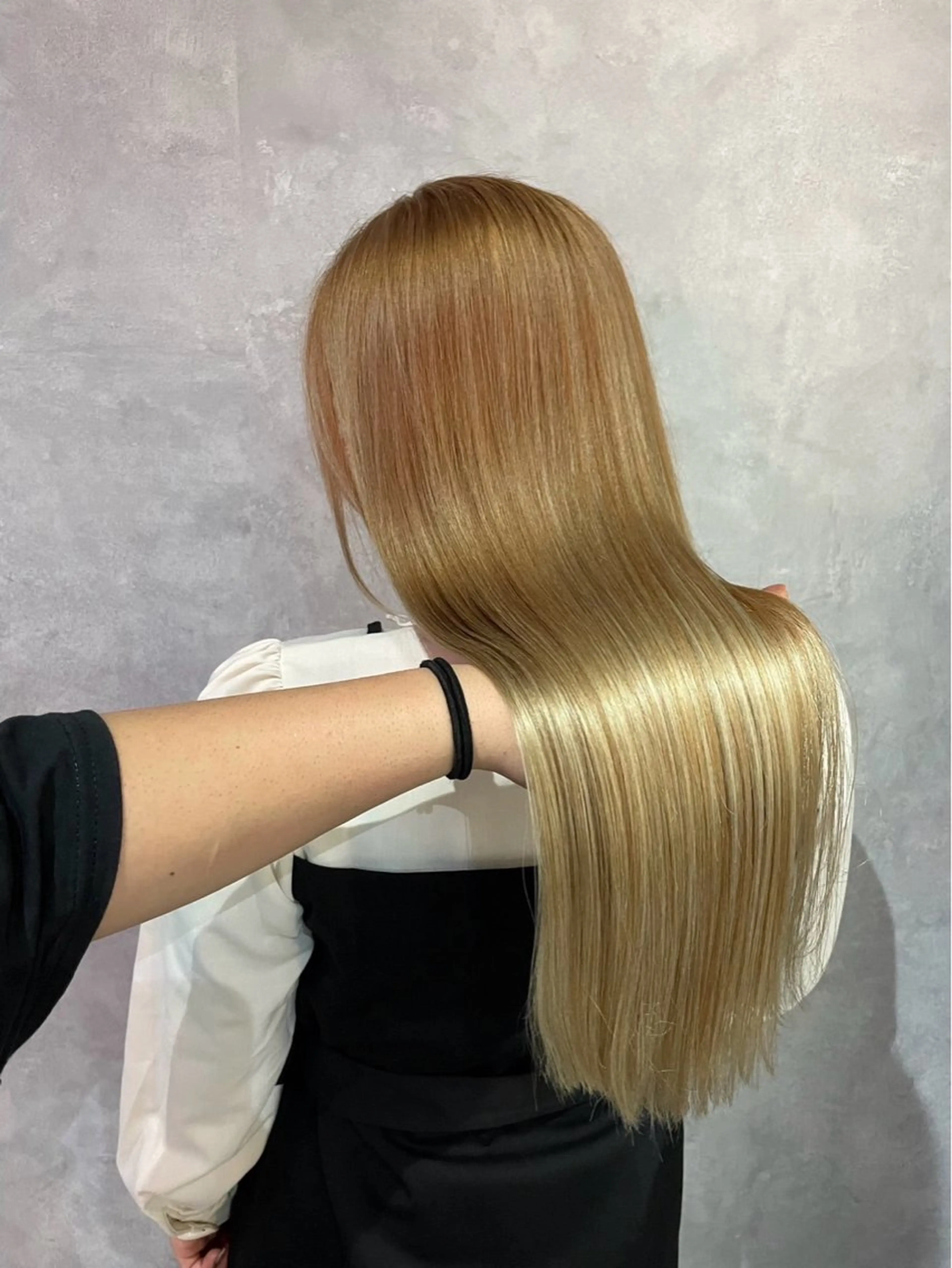 ロング ミストバング ハイライト 髪質改善 ヨシンモリ 韓国風ヘア COEUR❤️ 唯のヘアスタイル