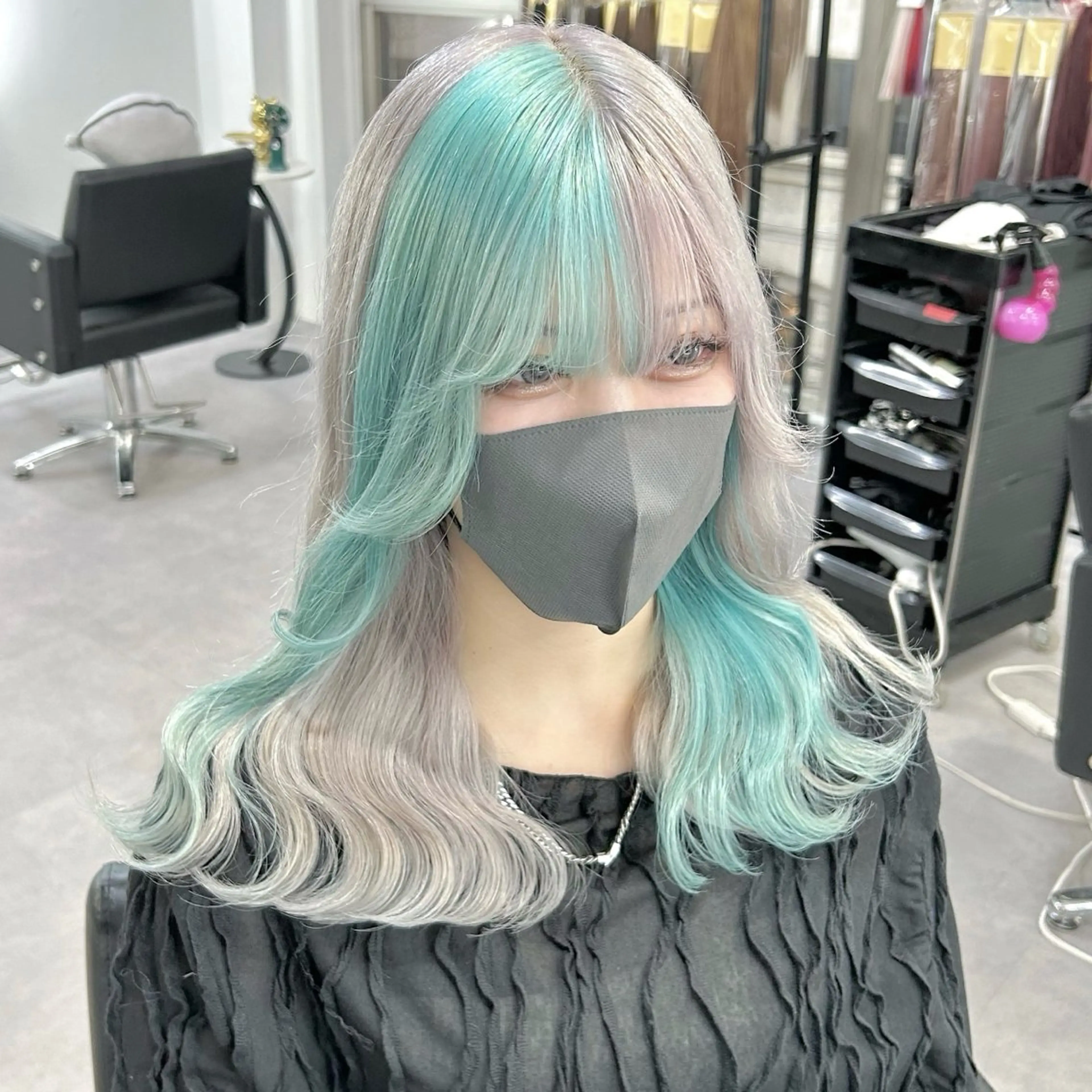 セミロング カラー ミント ヘアカラー Cielro所属・エクステ ♡ 篠田 梓のヘアスタイル
