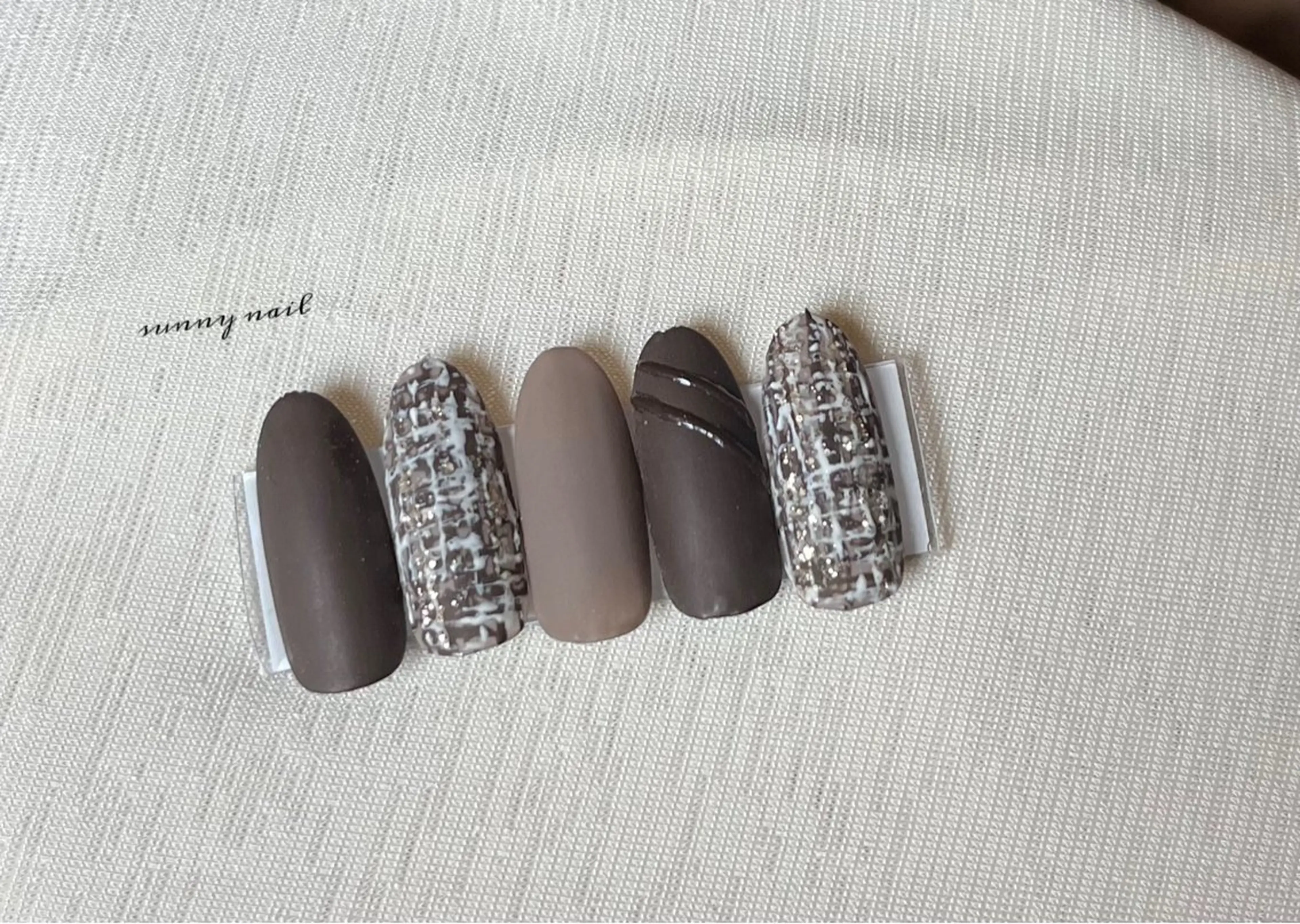 ネイル ブラウン マットネイル ツイードネイル sunny nailのネイルデザイン
