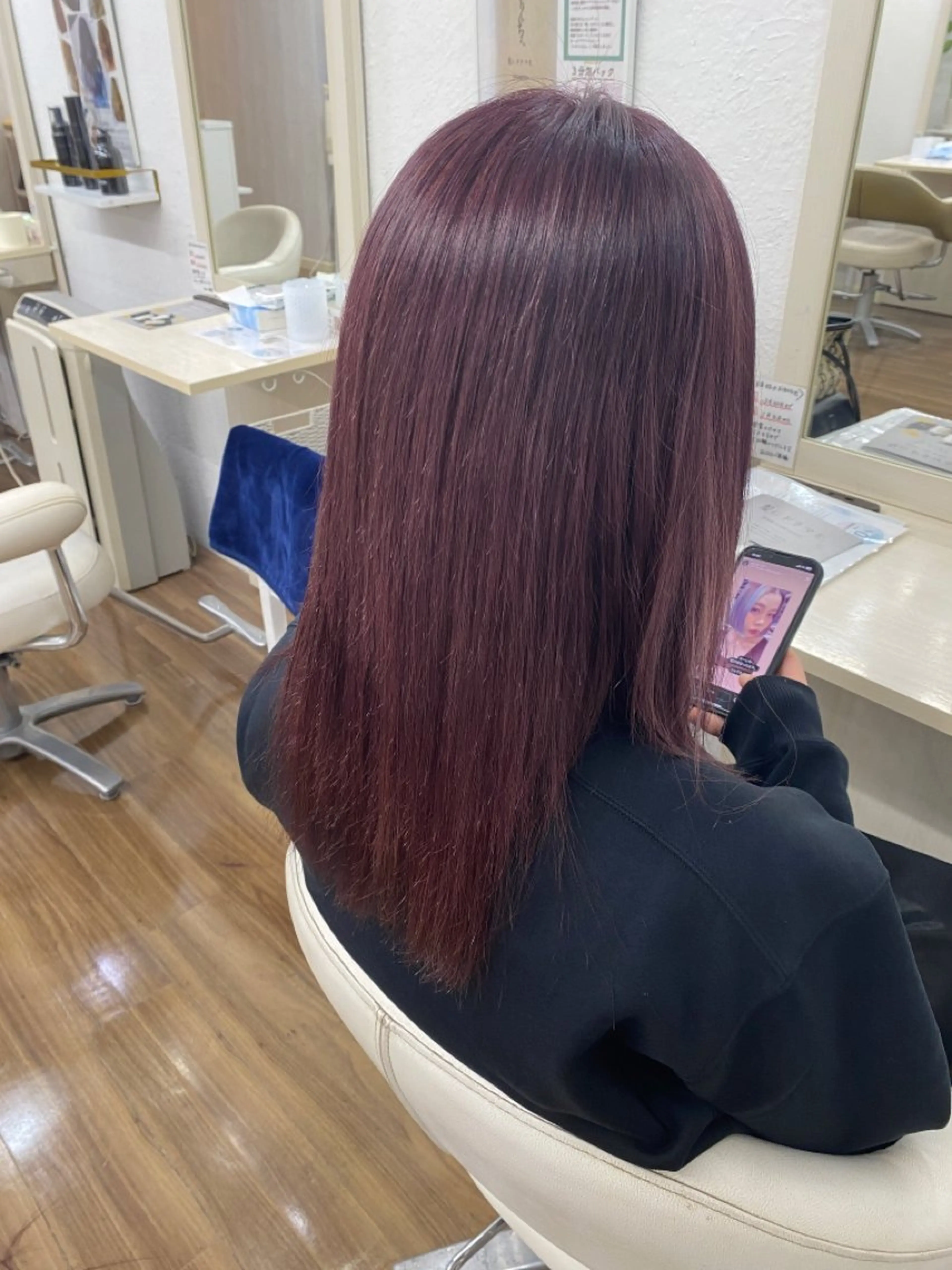 セミロング カラー パープルカラー ヘアカラー トリートメント GLOSS 心斎橋 山上のヘアスタイル