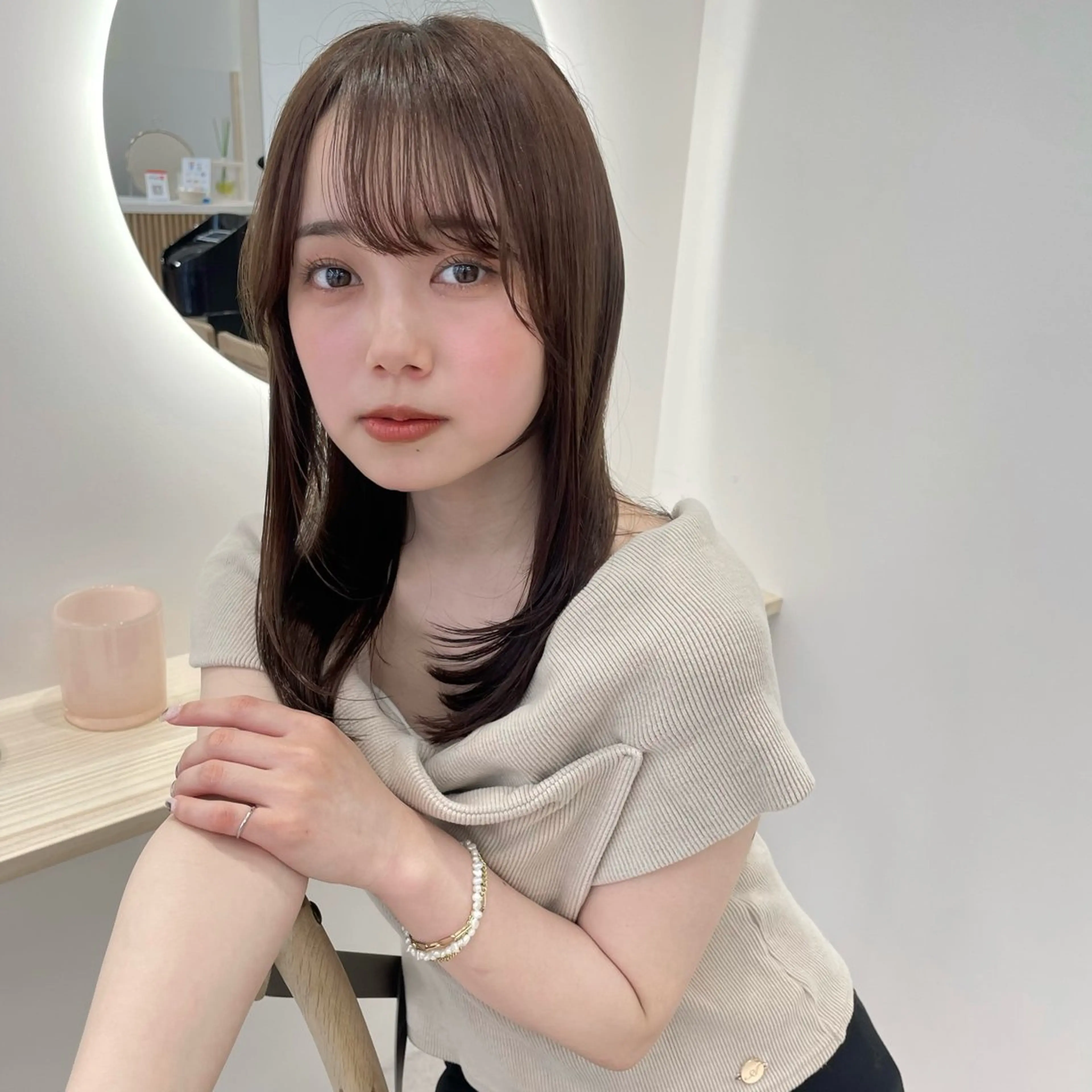 セミロング カラー 透明感カラー 🩰あさのヘアスタイル