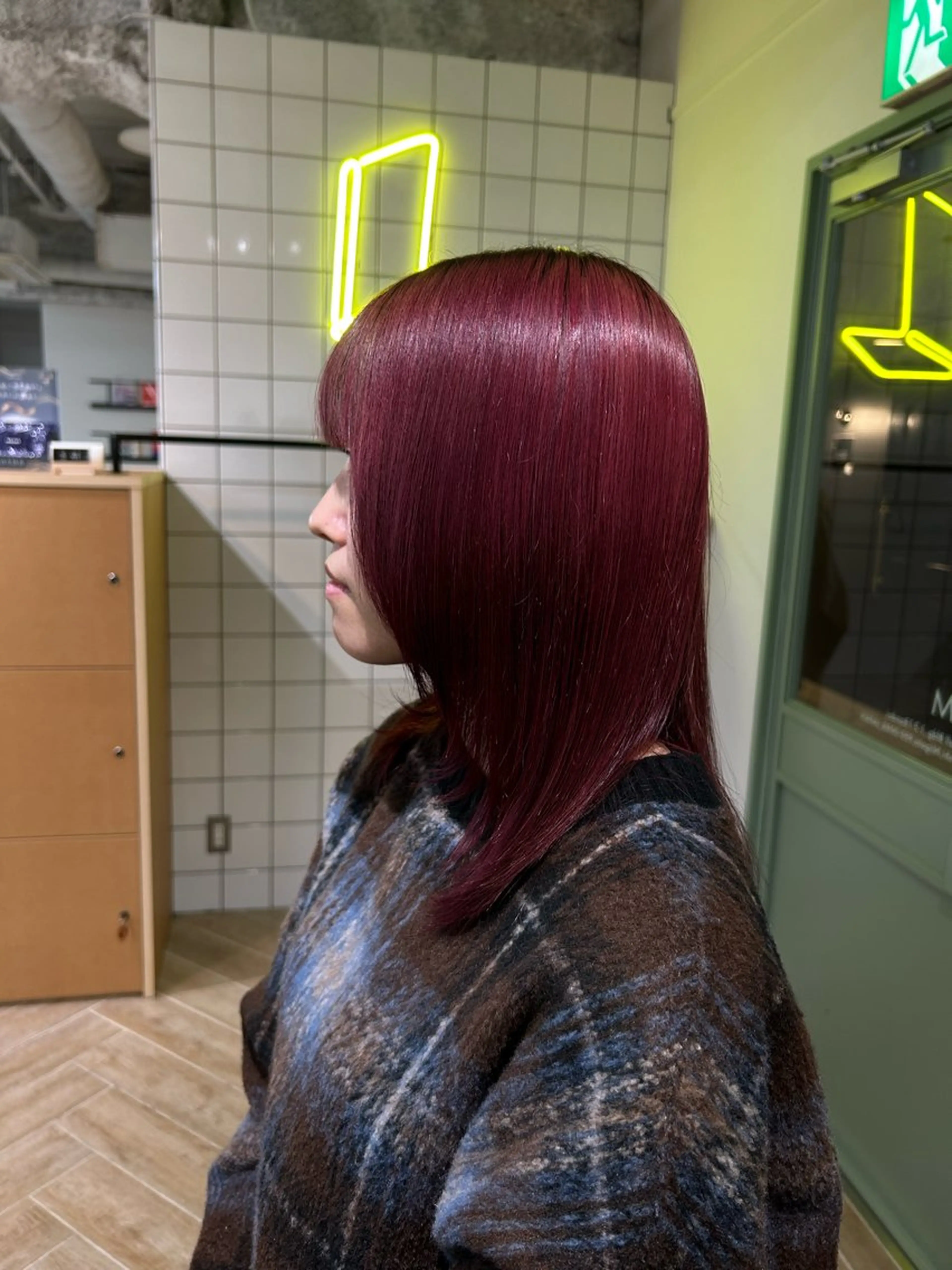 ミディアム カラー ヘアカラー トリートメント ベージュ/ダブルカラ ー/新潟駅/青柳萌果のヘアスタイル