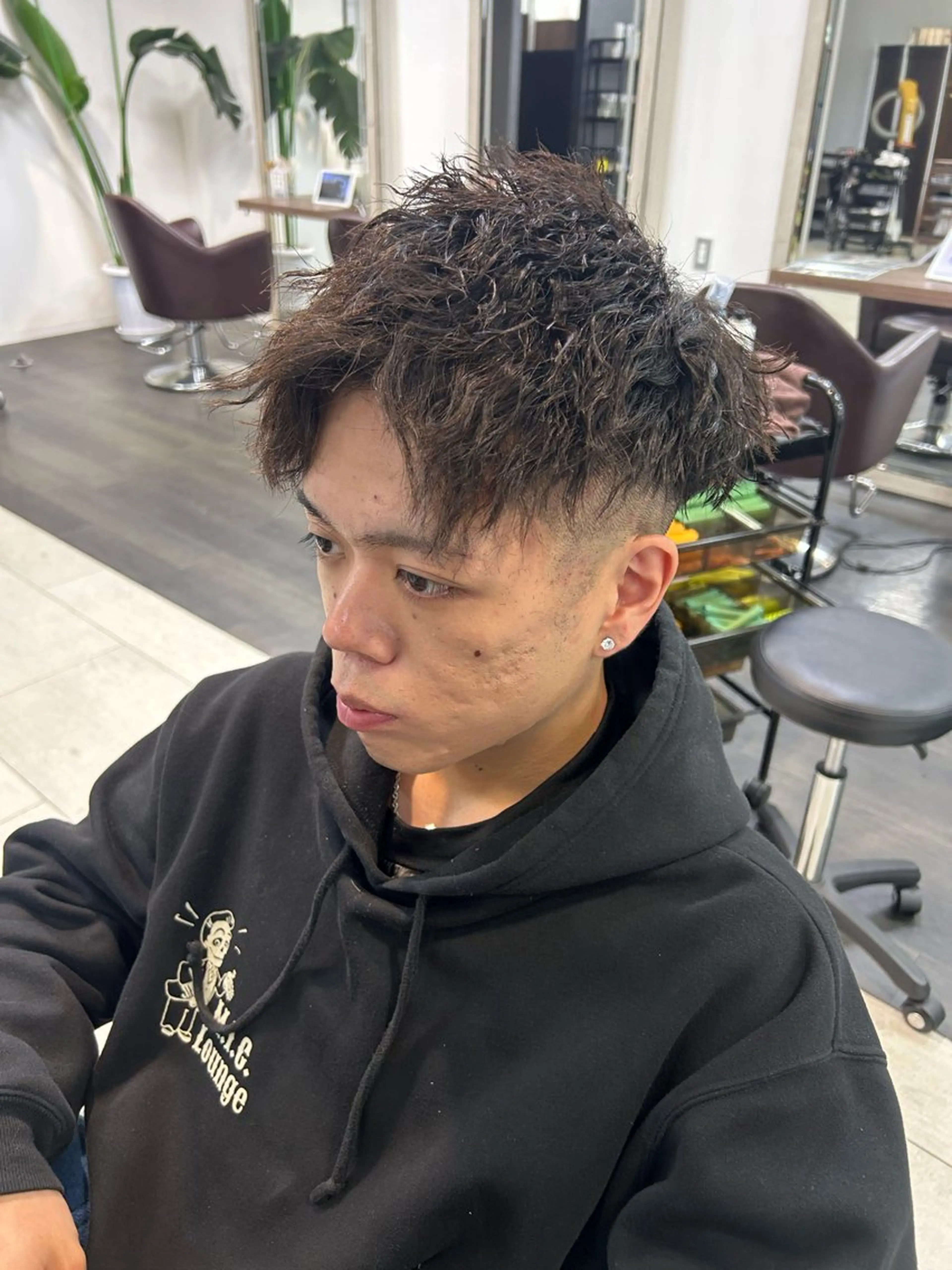 ショート パーマ メンズ フェードカット カット パーマ トレンドメンズパーマ /タカシマダイスケのヘアスタイル