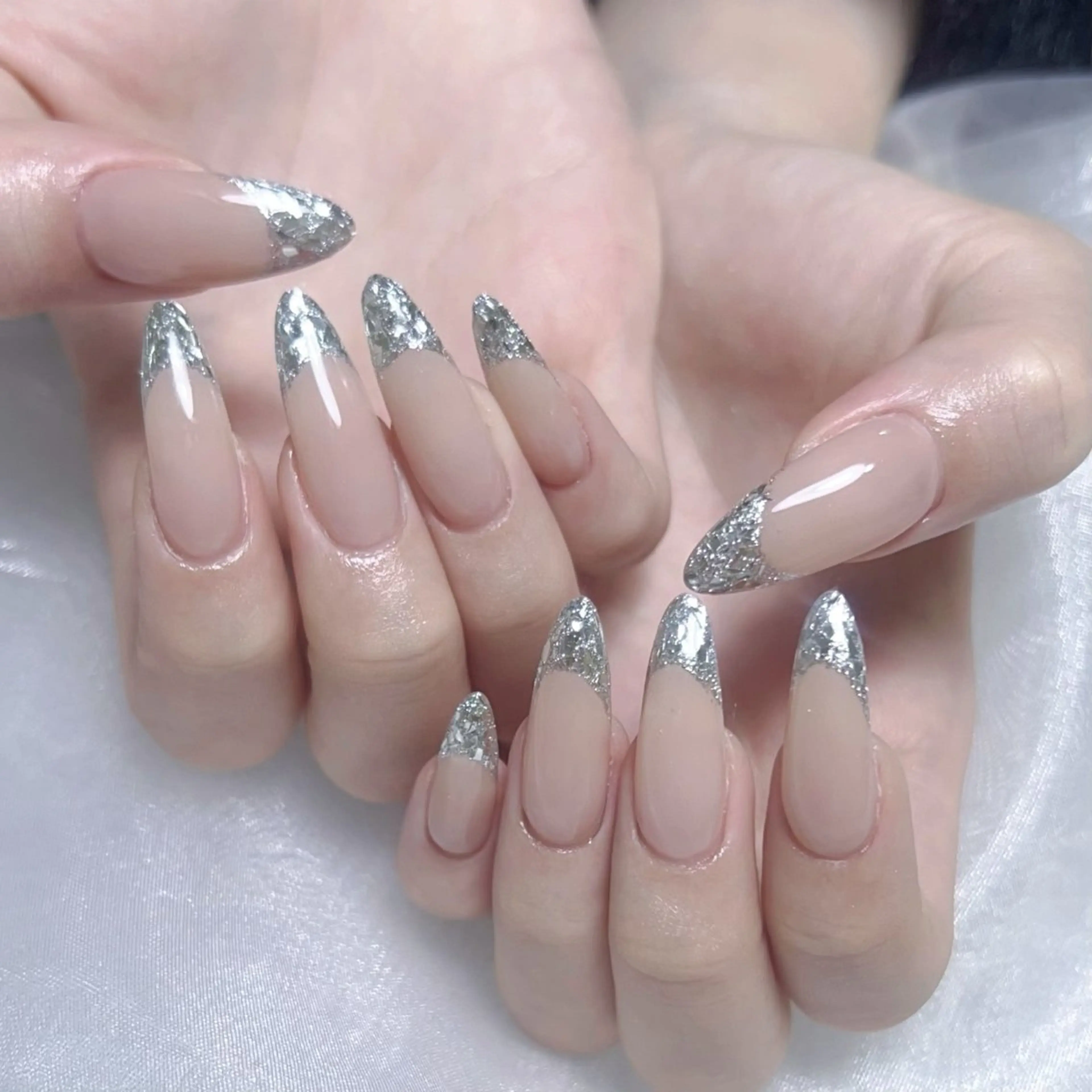 メンズ ネイル フレンチネイル ガラスフレンチ ハンドネイル NAILサロン 木にいるのネイルデザイン