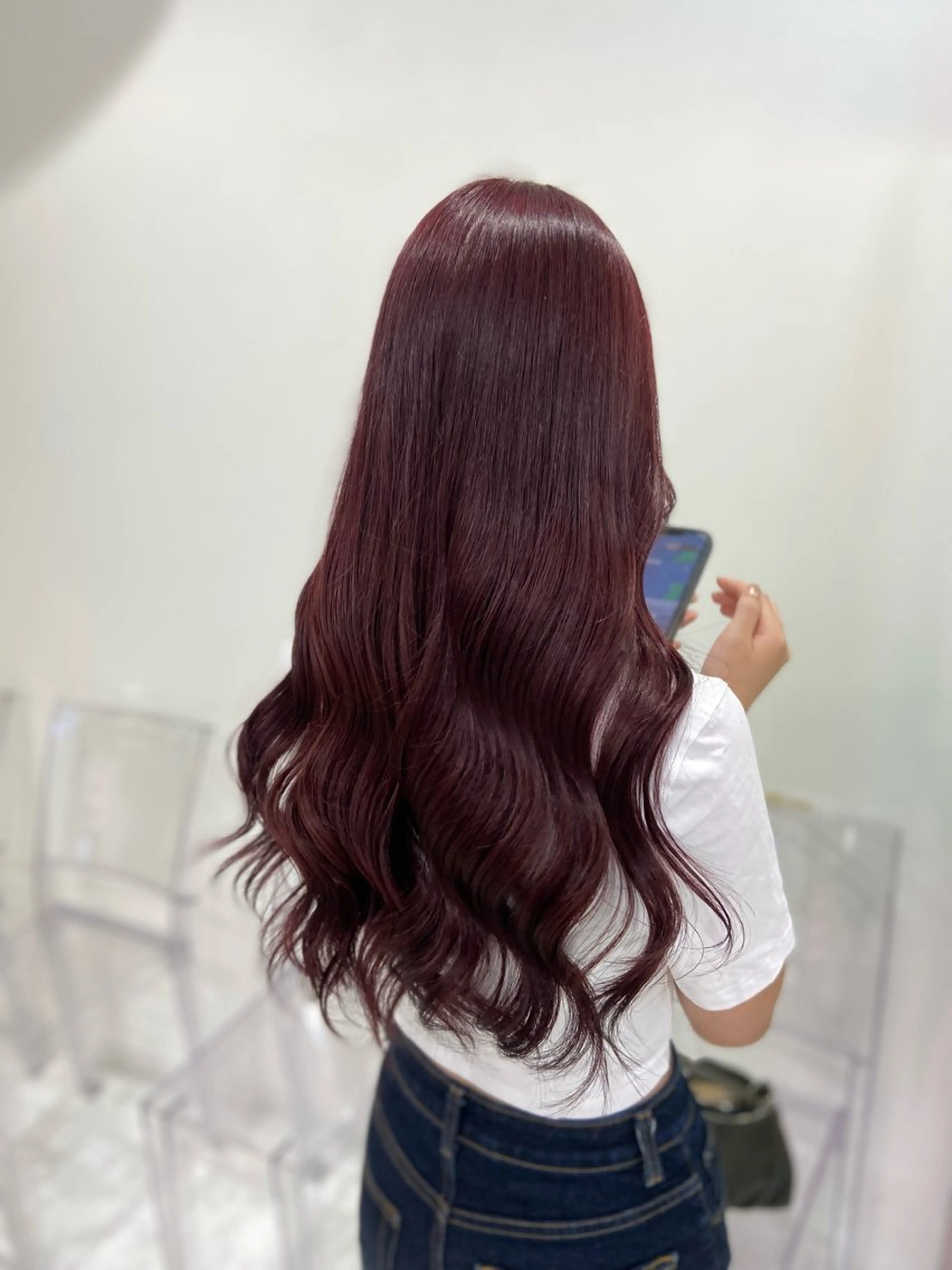 ロング カラー ヘアカラー トリートメント ヘアセット ワインレッド 🍒KAHOのヘアスタイル