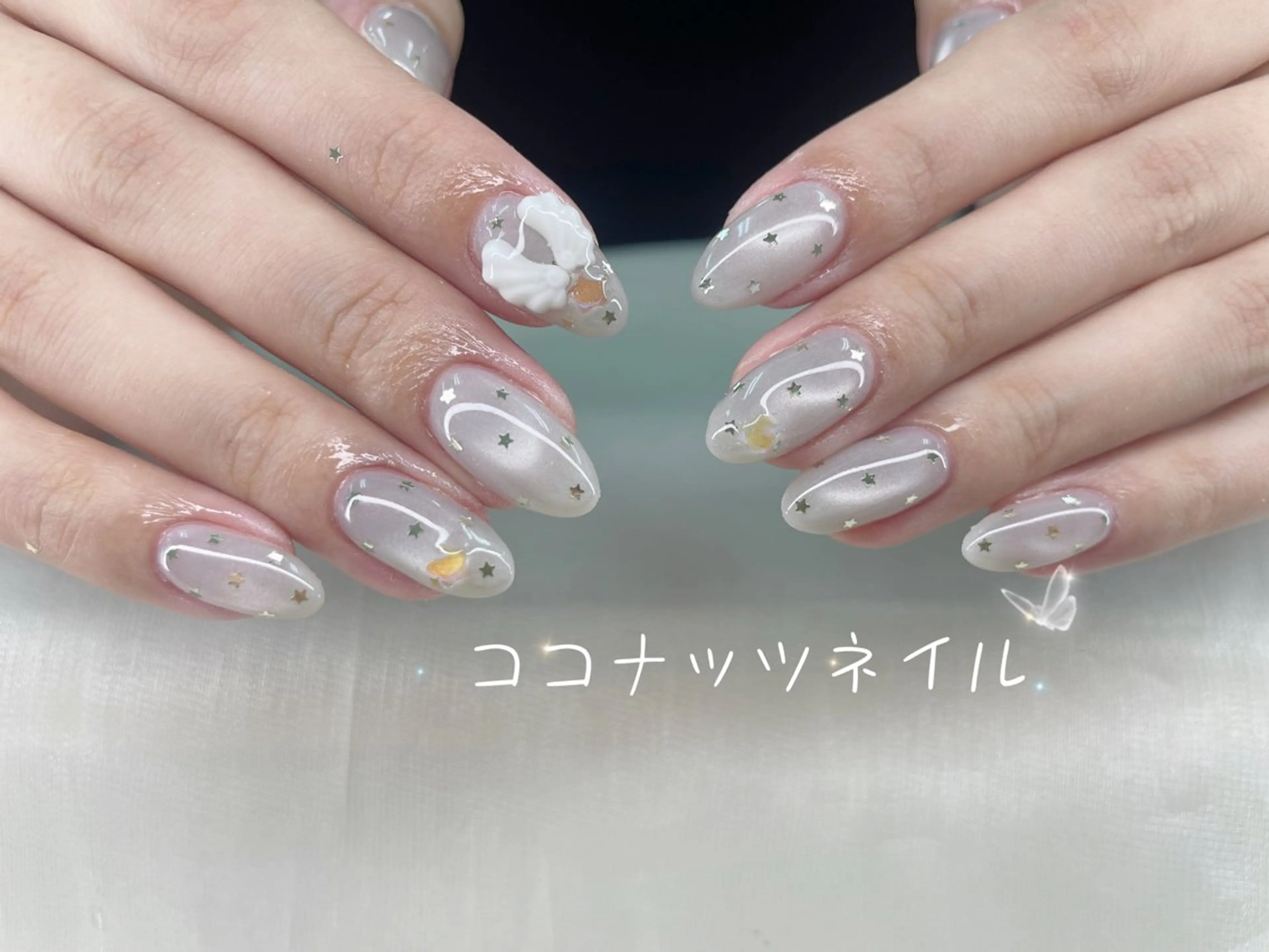 ネイル べっ甲ネイル フレンチネイル キラキラネイル マグネットネイル 大理石ネイル(マーブル) ハンドネイル 神田 ココナッツのネイルデザイン
