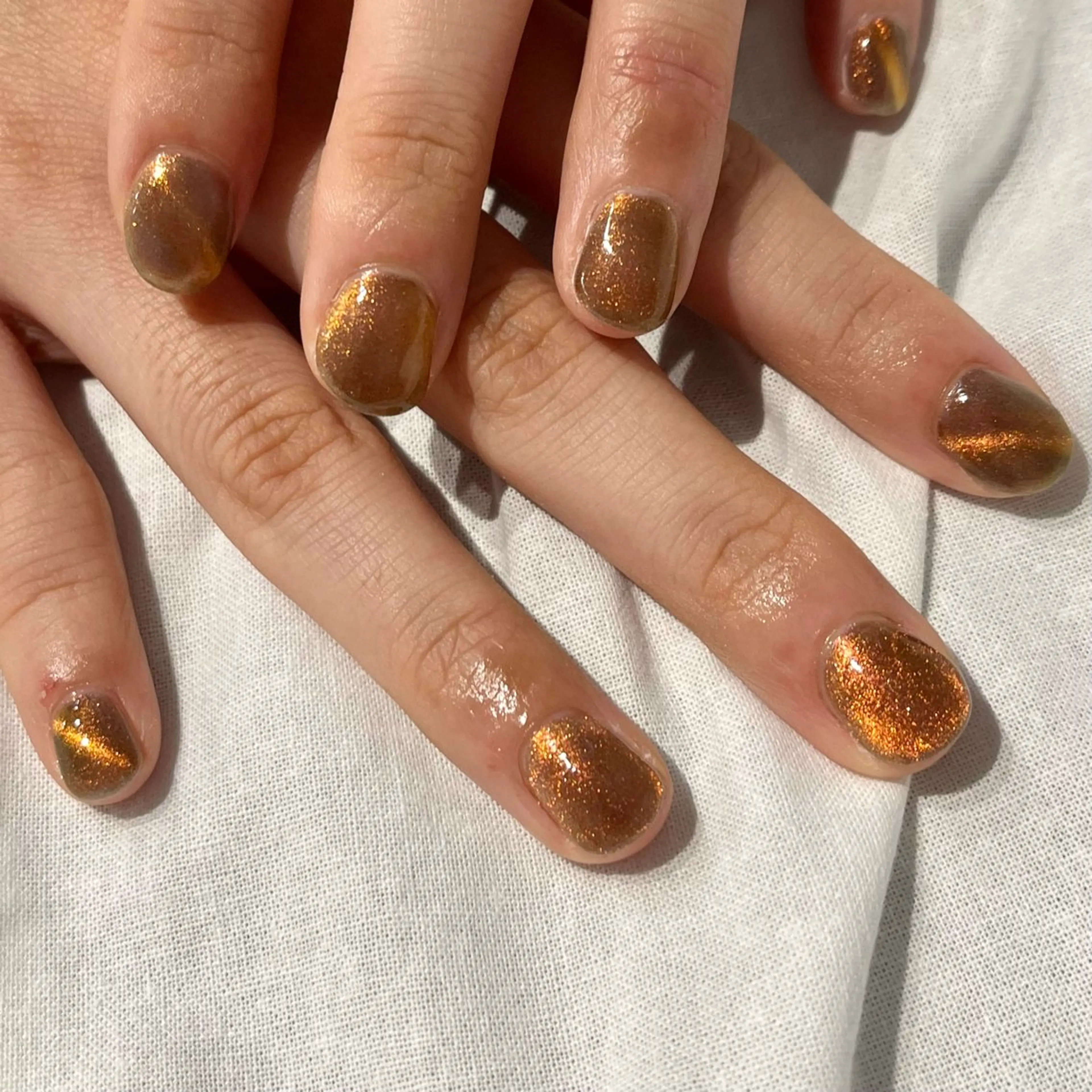 ネイル ブラウン オレンジ nail room Hotori.のネイルデザイン