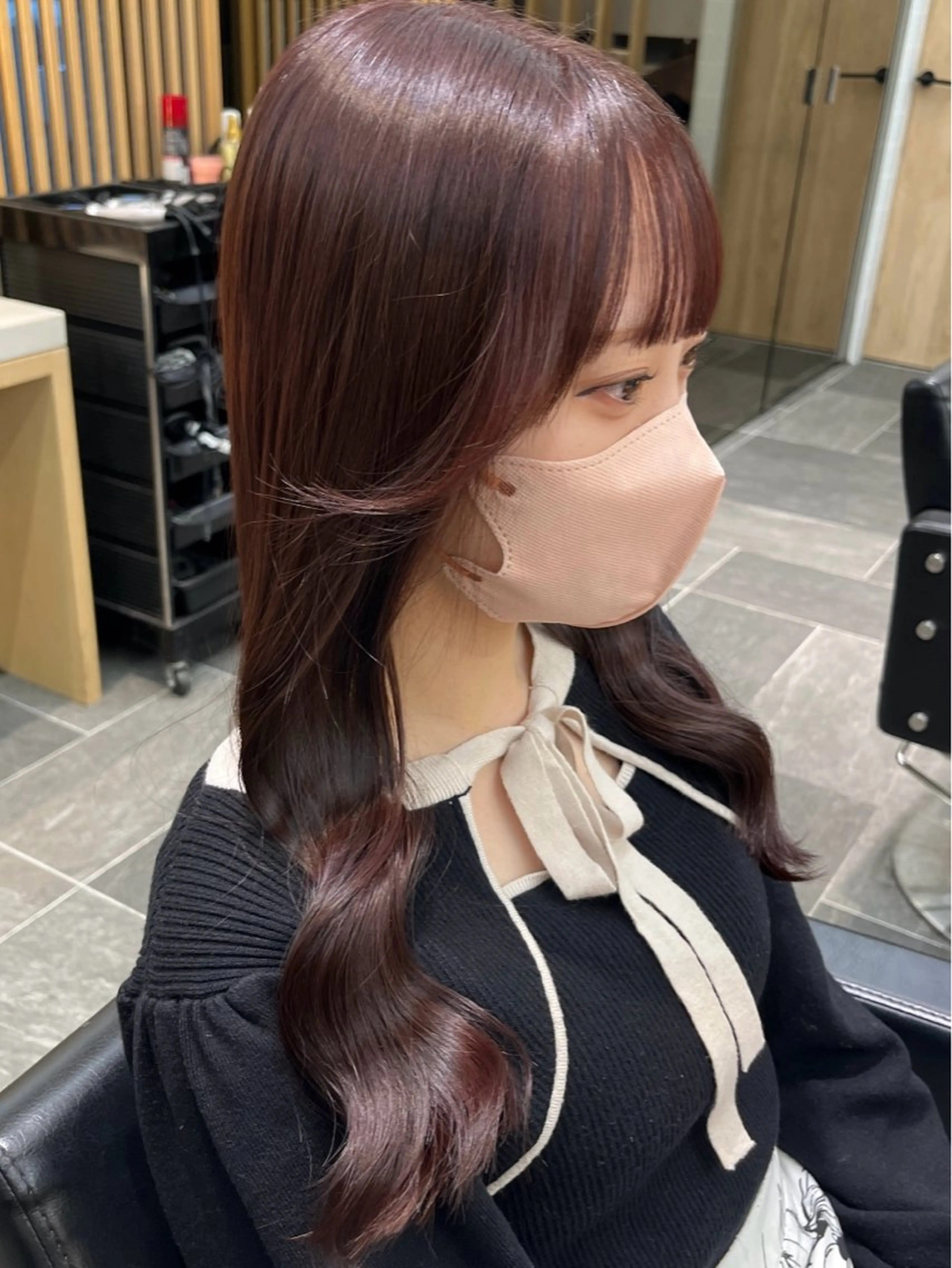 ロング カラー ブリーチ ブラウンカラー ブリーチなしカラー ピンクカラー ピンクブラウン カット ヘアカラー トリートメント LATTE所属・垢抜け顔周り／韓国 ヘア𝑺𝒂𝒌𝒊のヘアスタイル