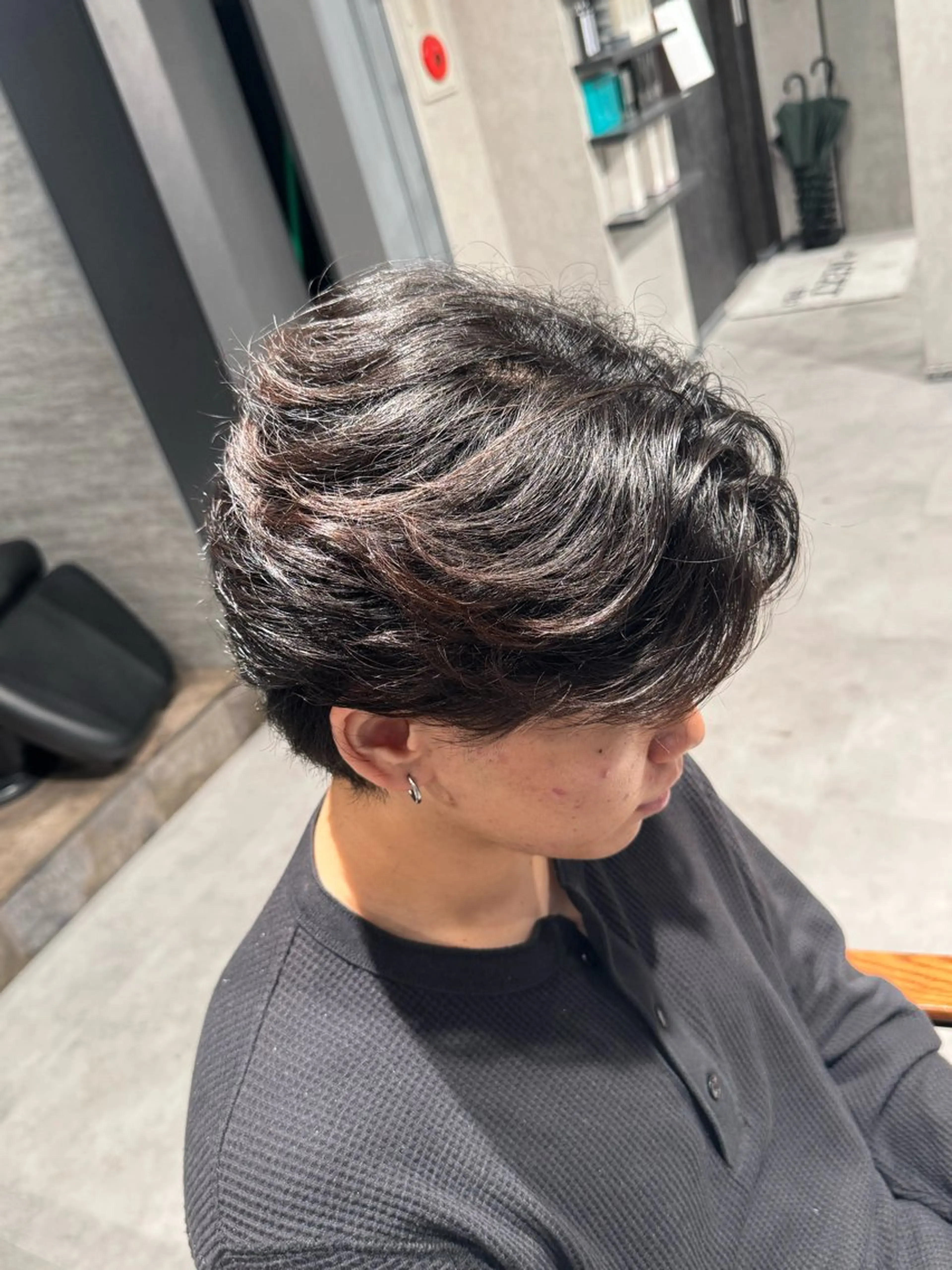 パーマ メンズ 韓国特化🇰🇷愁斗 センターパートパーマのヘアスタイル