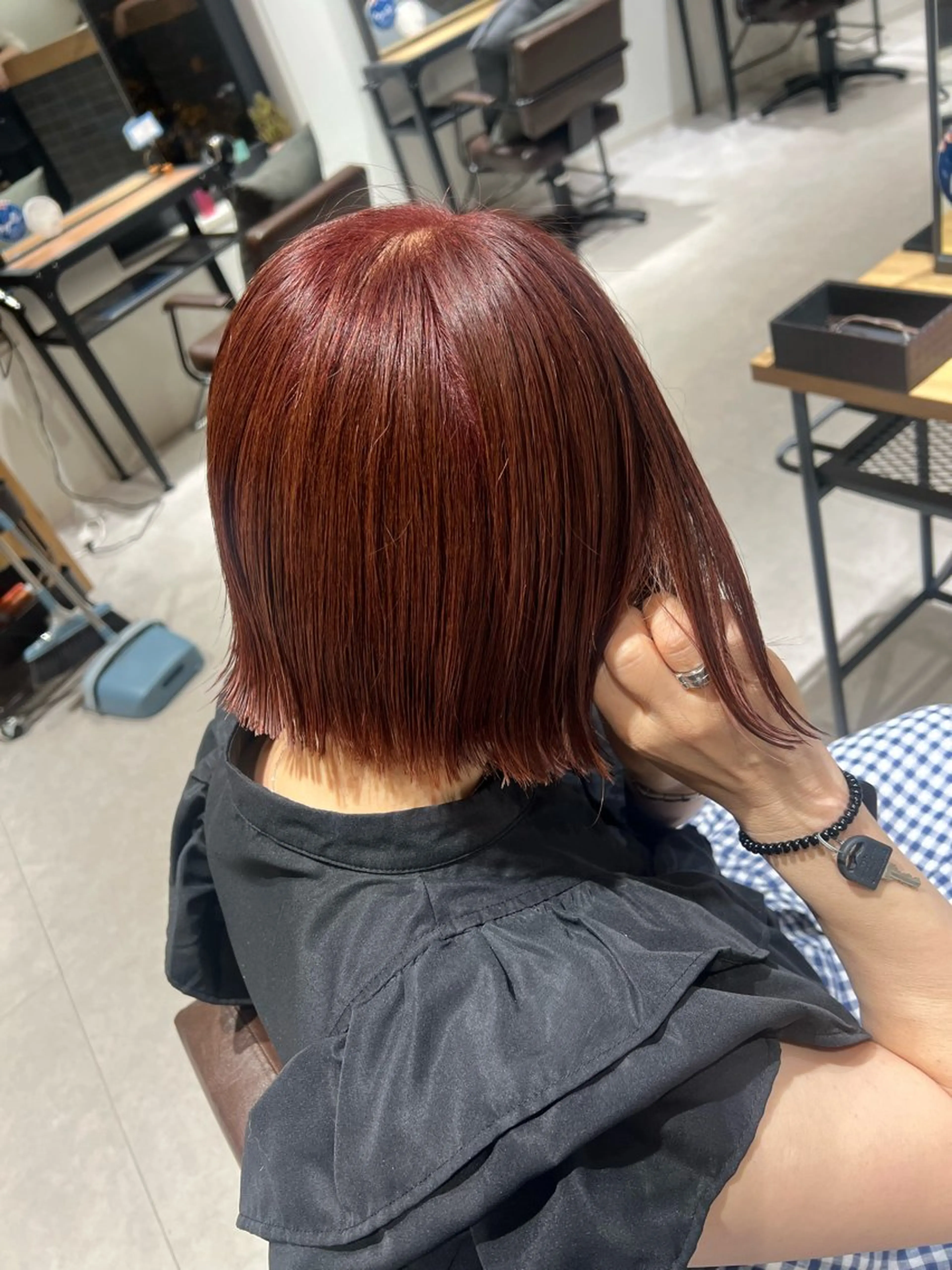 ショート カラー ベージュカラー ピンクカラー ピンクベージュ ボブ 梅田/顔周りカット /ボブ/RINKAのヘアスタイル