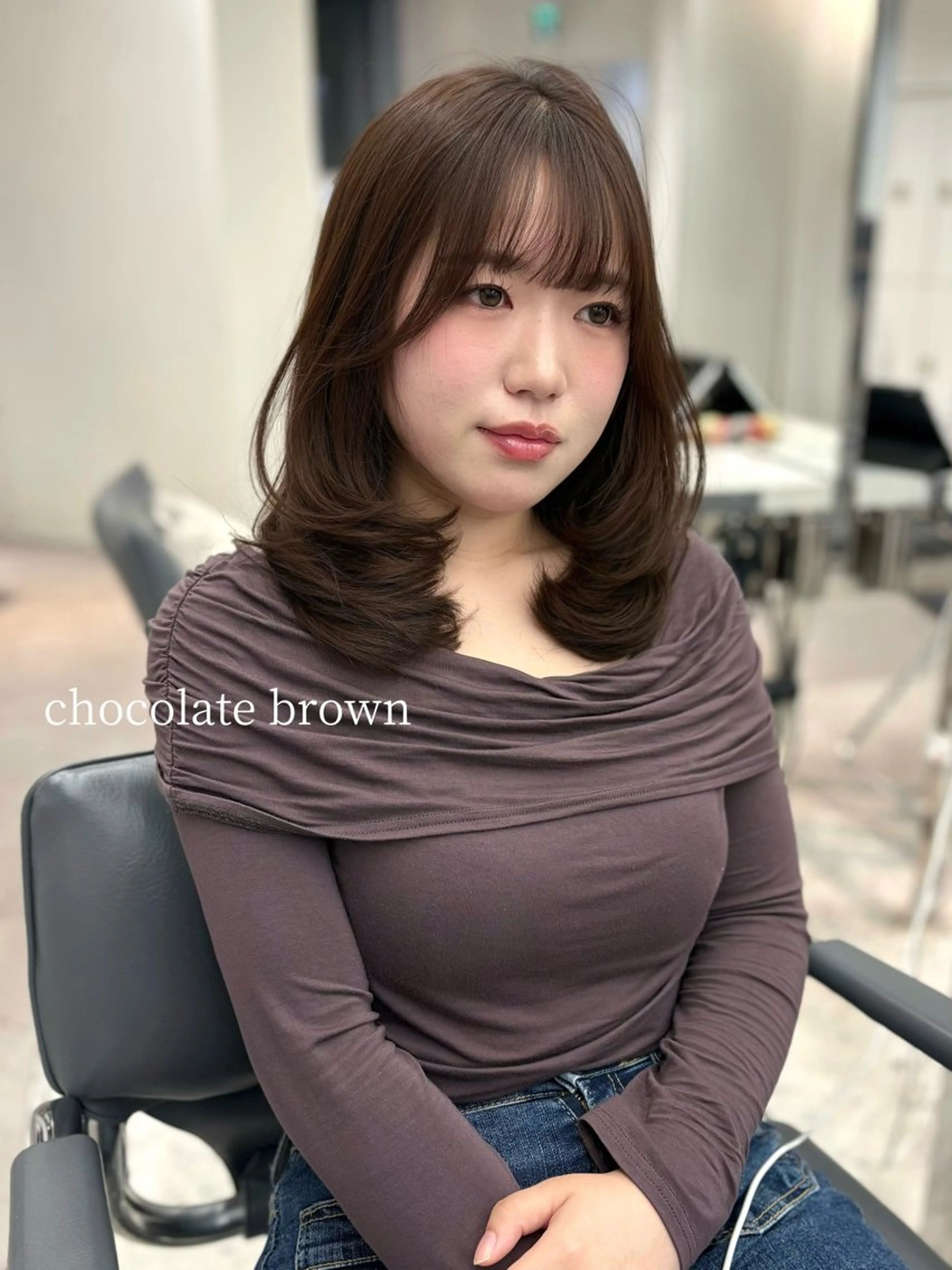 ミディアム カラー ブラウンカラー チョコレートブラウン ピンクカラー カット ヘアカラー トリートメント MEI🎀つやカラー 🎀レイヤー🎀渋谷のヘアスタイル