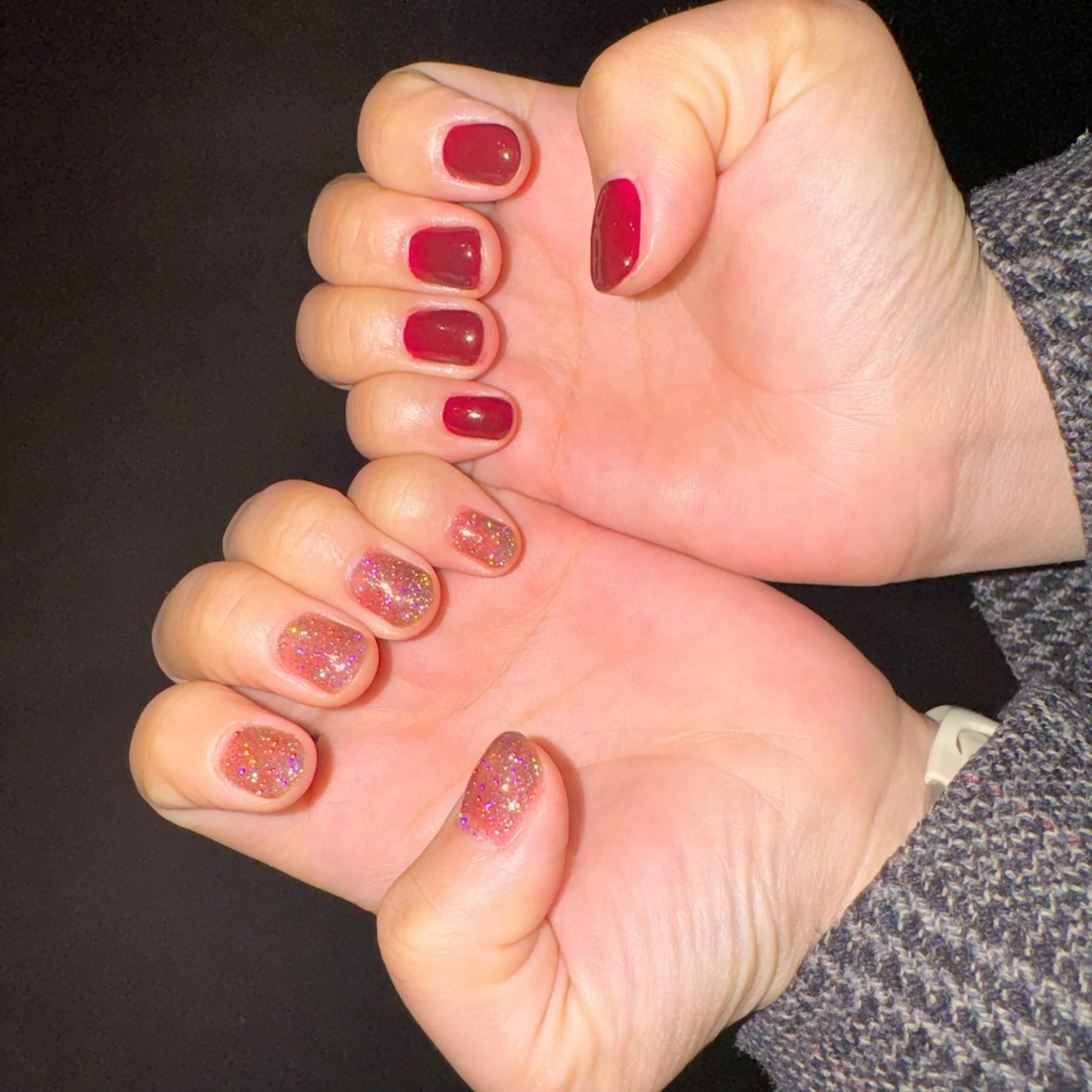 ネイル ボルドー フラッシュネイル ラメ(グリッター) Nail Sant Esperanza by SALON DE やす所属・Sant Esperanzaのネイルデザイン