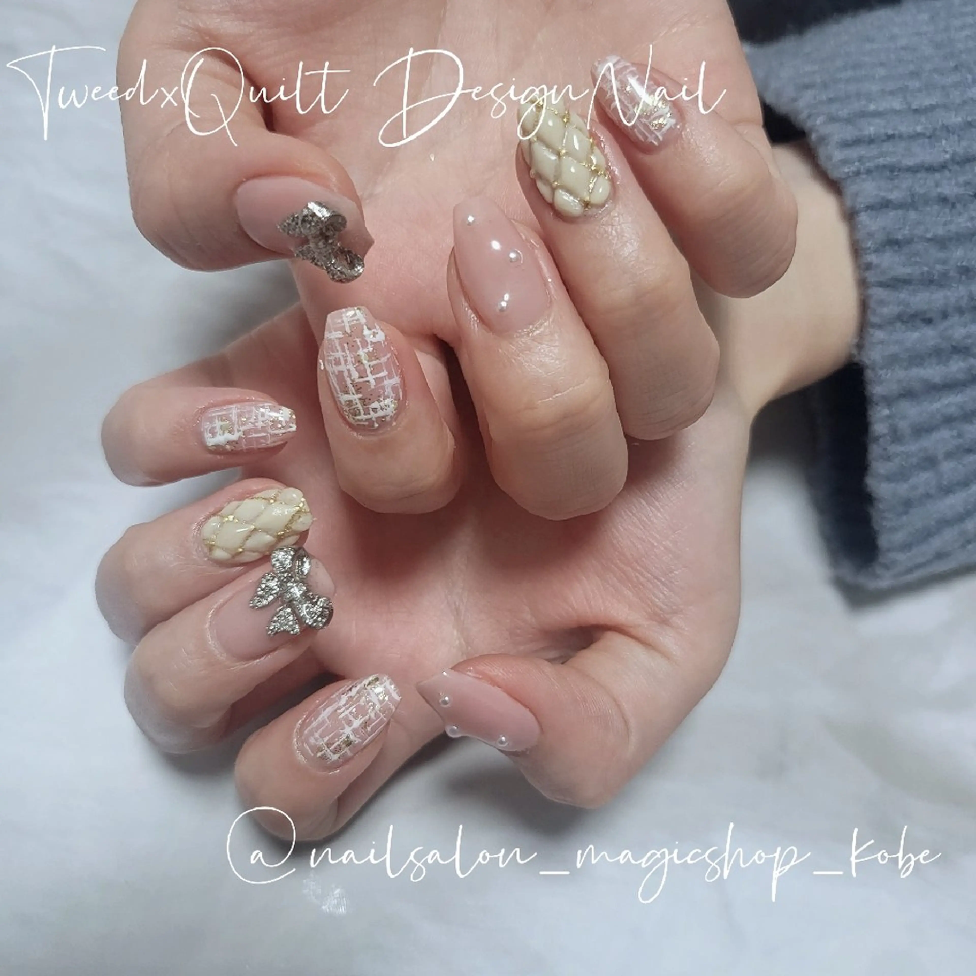 ネイル ジェルネイル ゴージャス 持ち込み リボン シンプルネイル ハンドネイル Nailsalon MagicShopのネイルデザイン