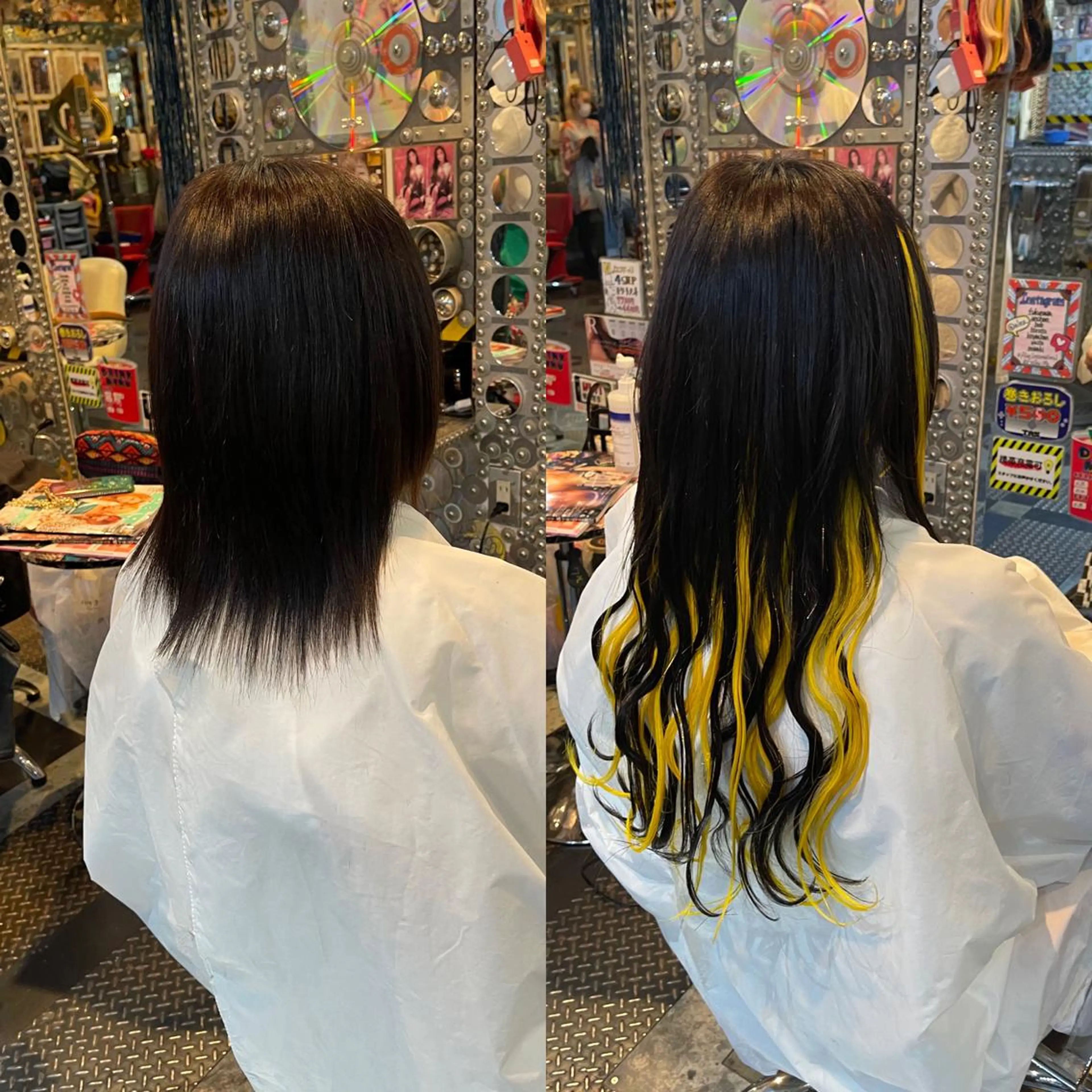 ミディアム カラー ヘアアレンジ 編み込みエクステ ハイライトカラー ハイトーンカラー エクステ ハイライト haco+所属・🌈派手髪エクステ ブレイズ🌈ひろとのヘアスタイル