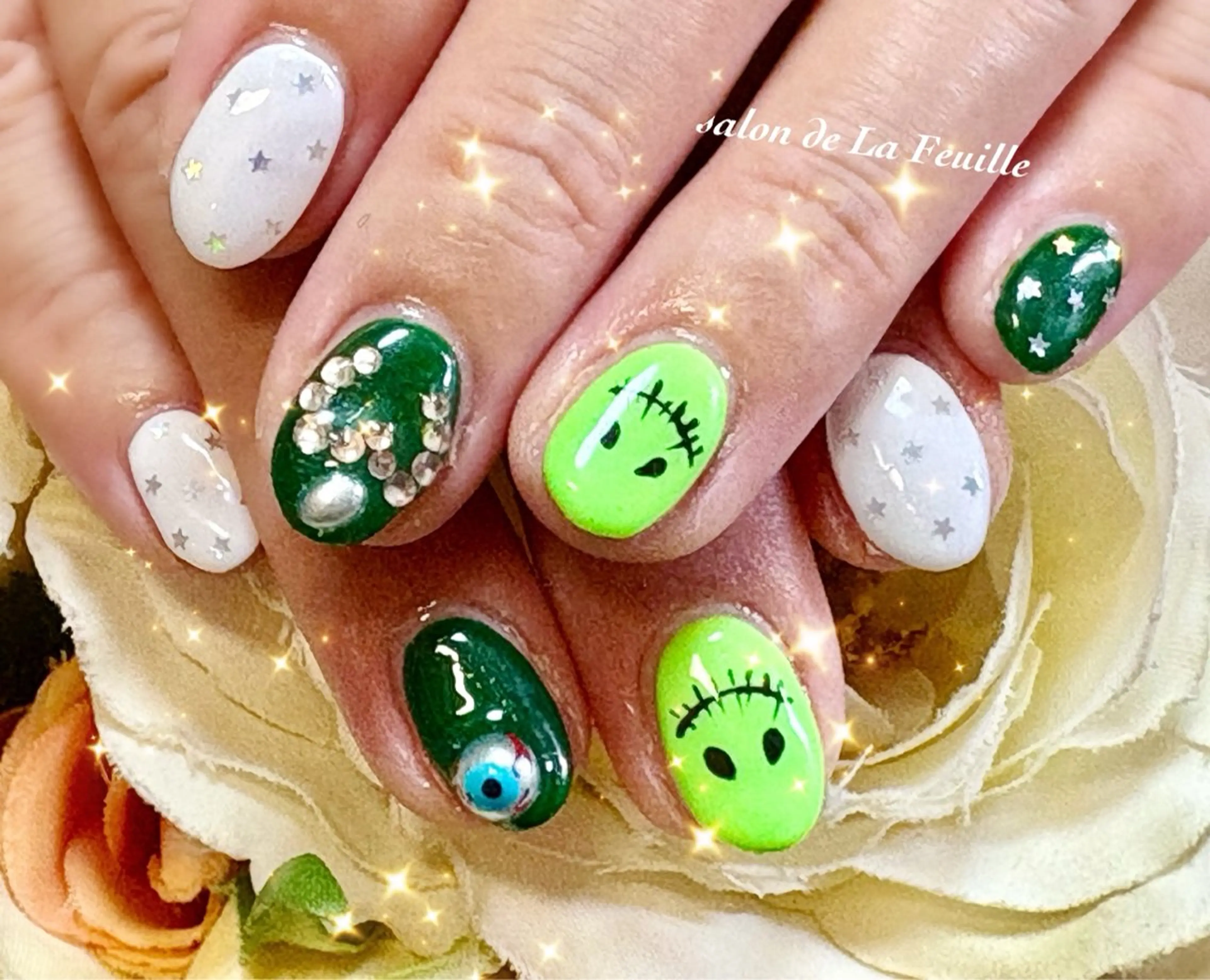 ショート ハロウィン ミセス ハンドネイル サロンドラフィーユ LAFEUILLEのネイルデザイン