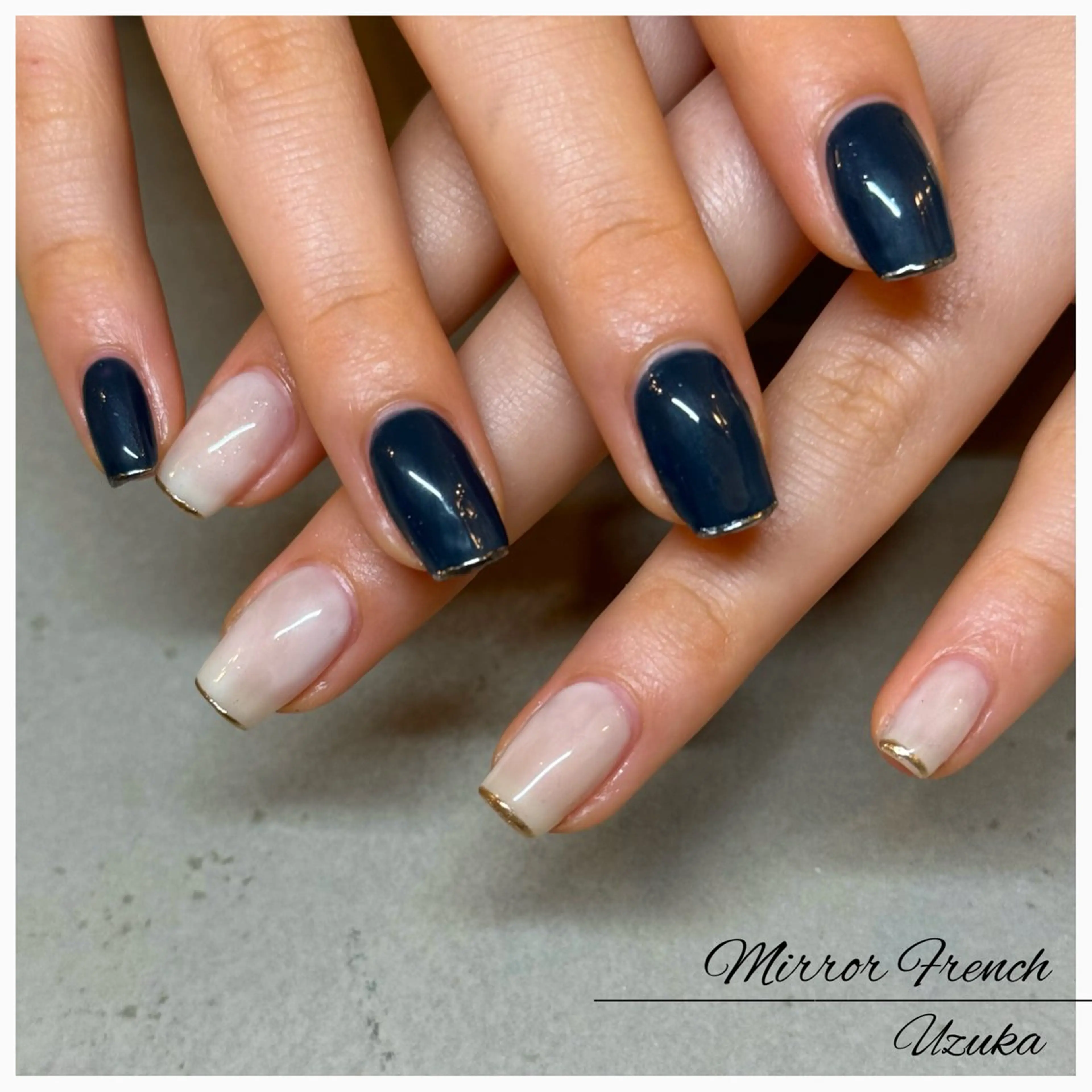 ネイル フレンチネイル ミラーネイル 【 enn 】 Uzuka Yukaのネイルデザイン