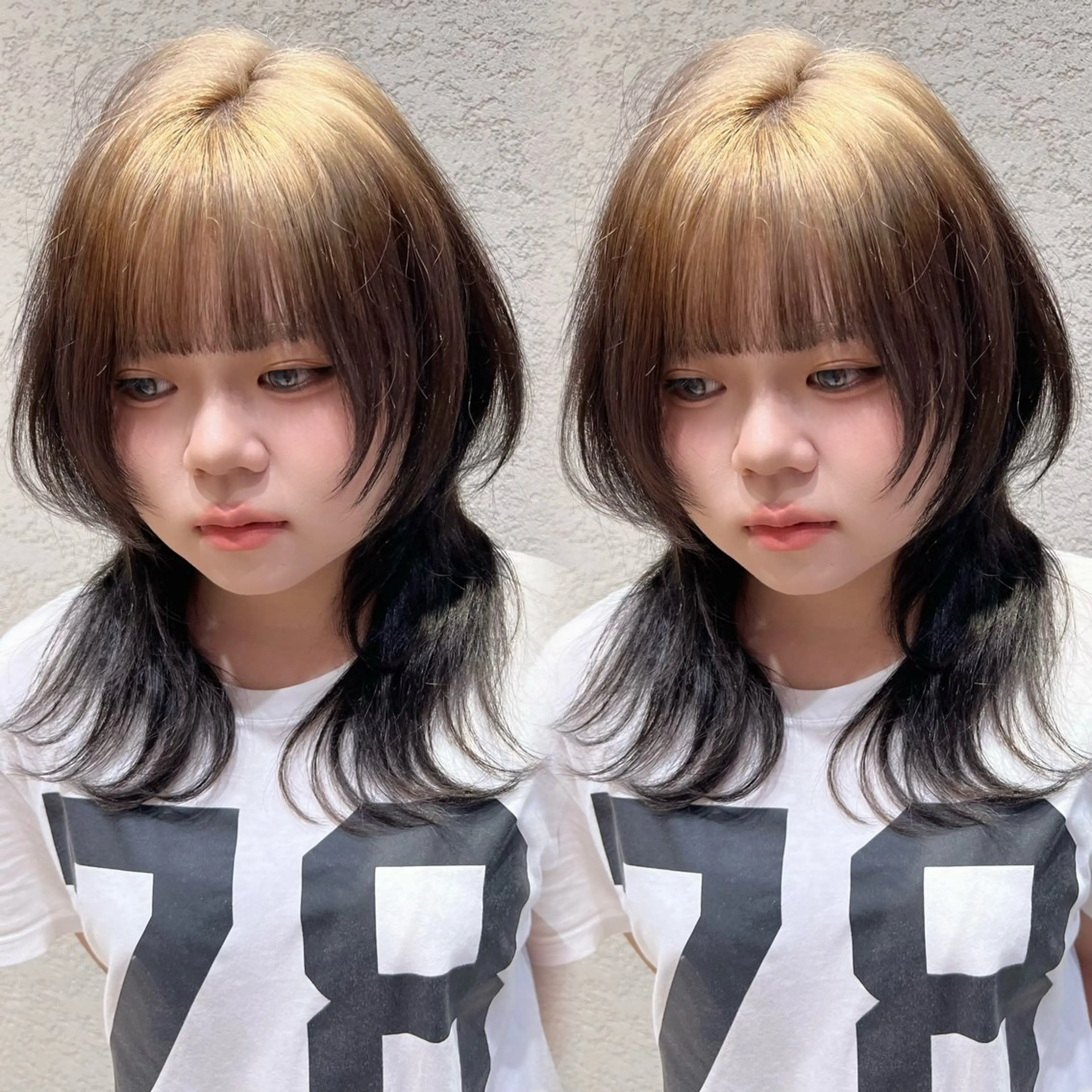 ミディアム カラー ヘアカラー トリートメント レイヤー/韓国 ハイトーン興津史弥のヘアスタイル