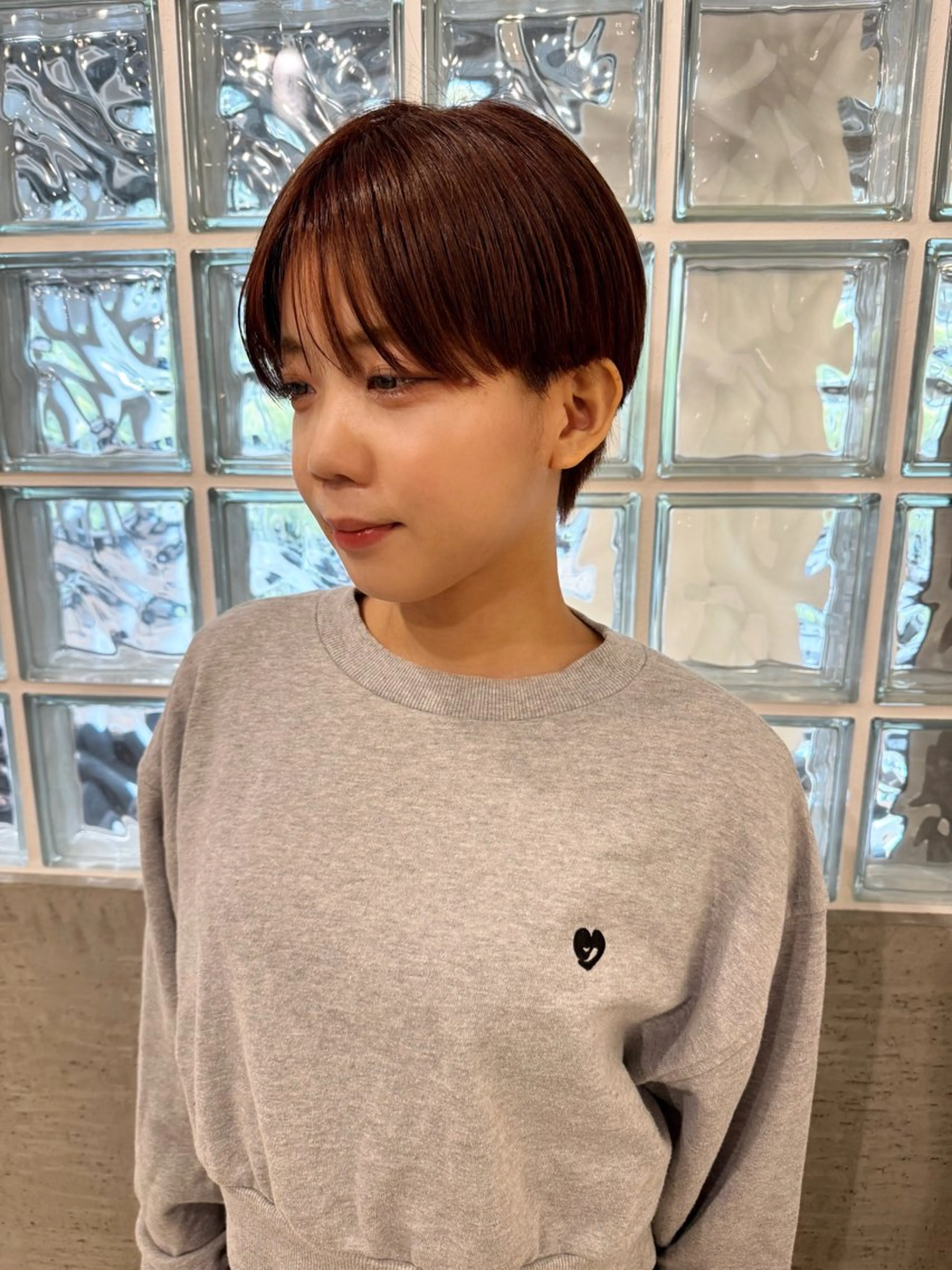 ショート レッドブラウン ショートヘア カット ヘアカラー トリートメント ボブウルフ／ボブ Satsuki【名駅のヘアスタイル