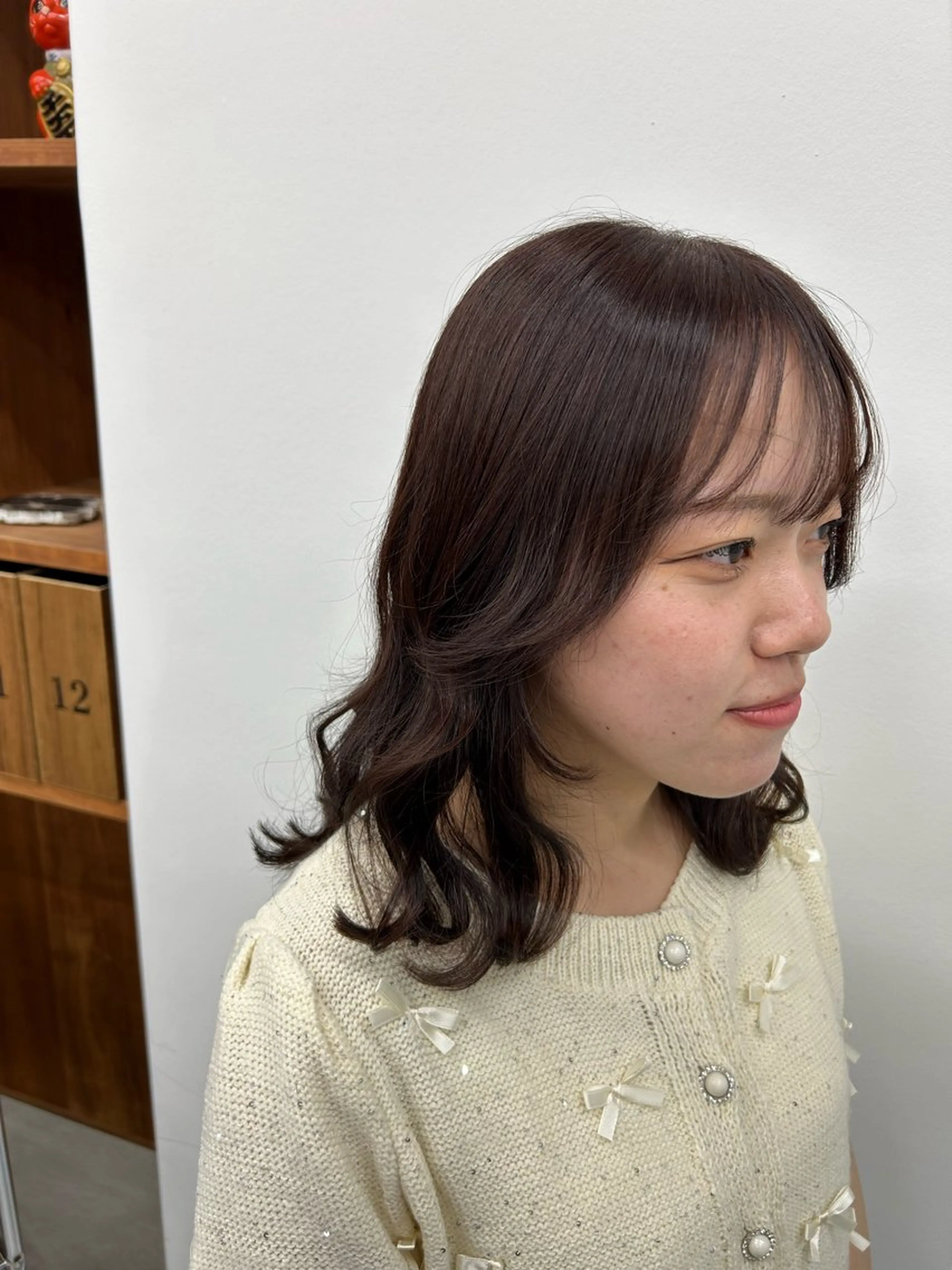 ミディアム カラー ピンクカラー 藤原 あかりのヘアスタイル