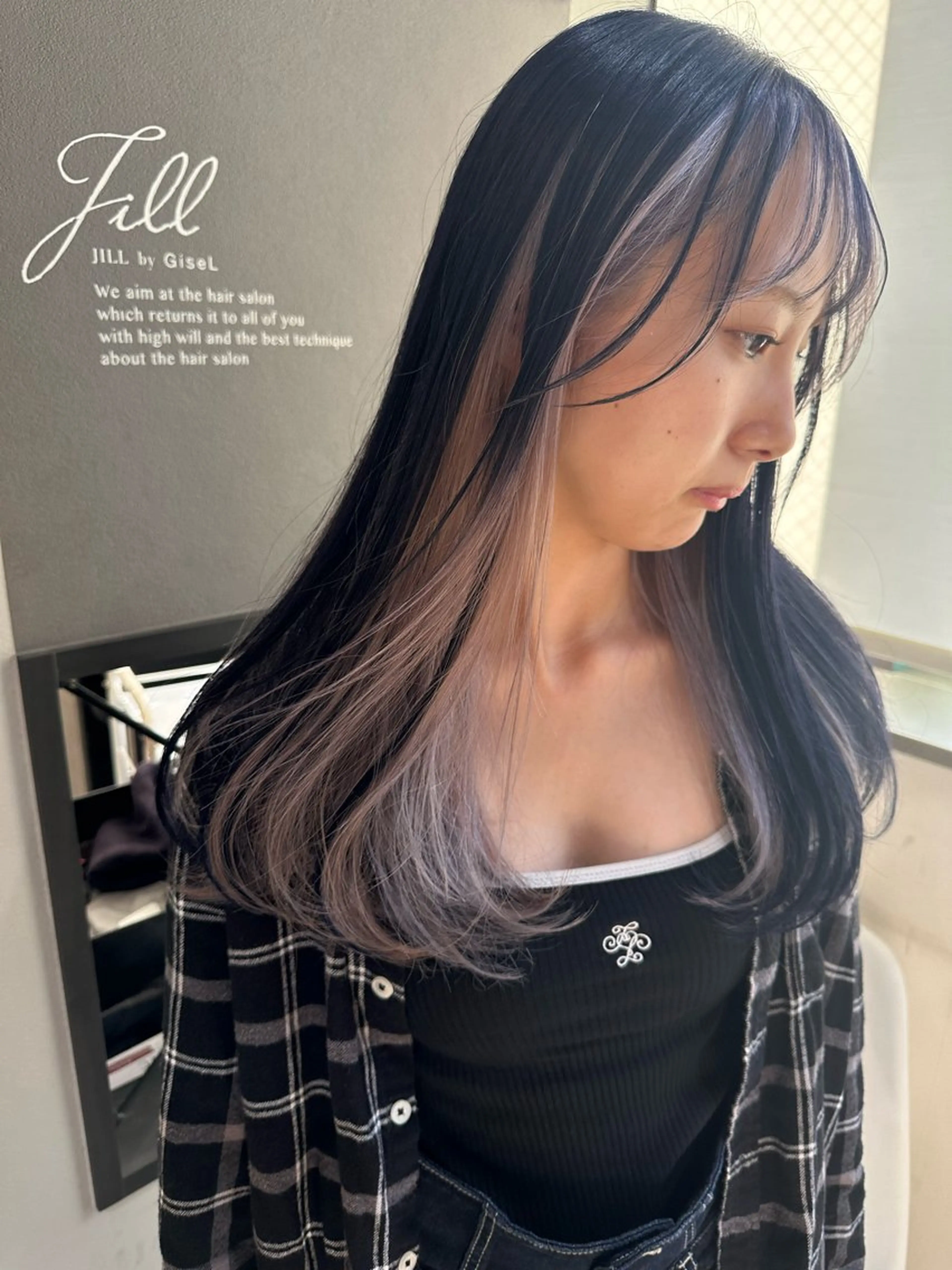 セミロング カラー デザインカラー カット ヘアカラー トリートメント AiM エイム　韓国レイヤーのヘアスタイル