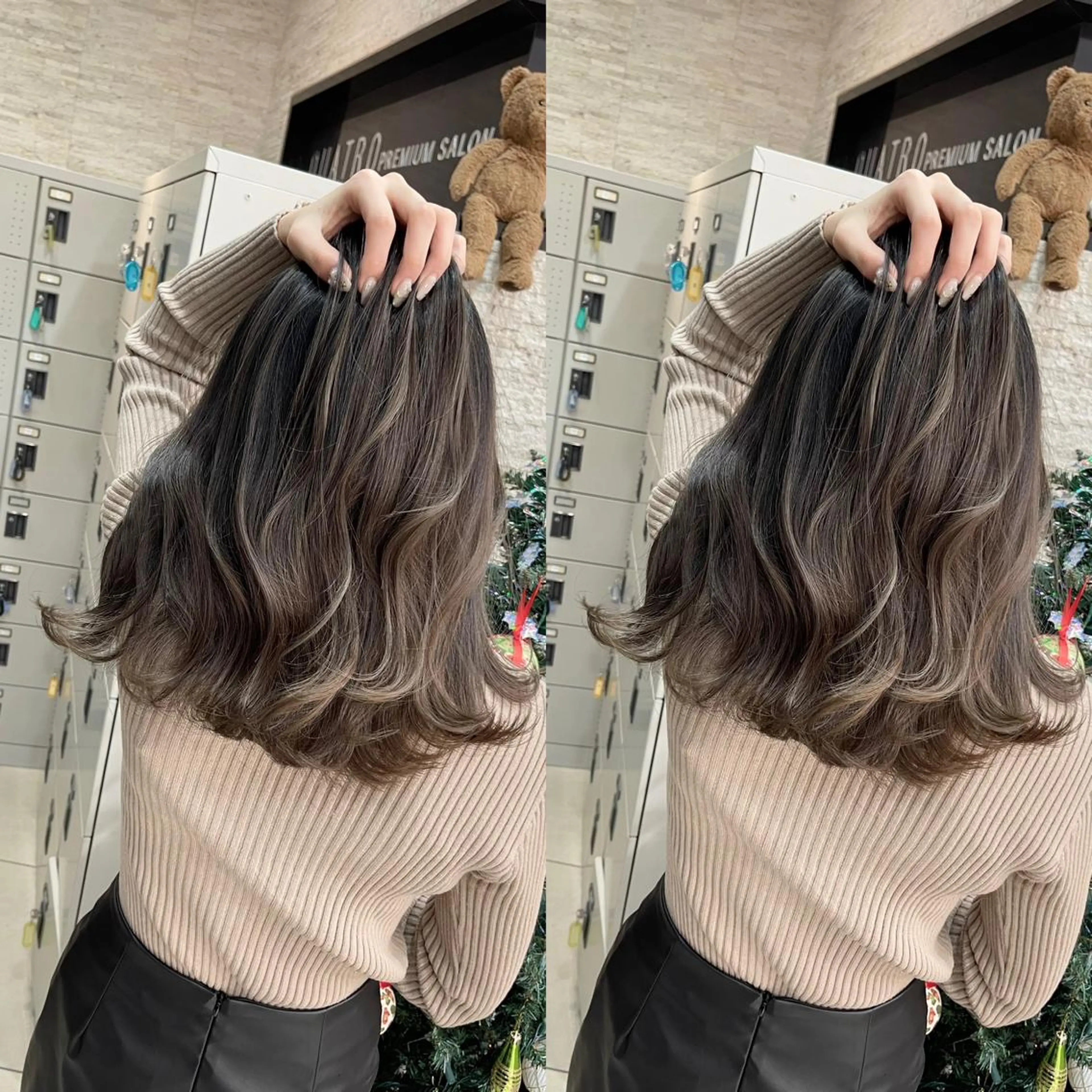 セミロング カット ヘアカラー Y Uのヘアスタイル