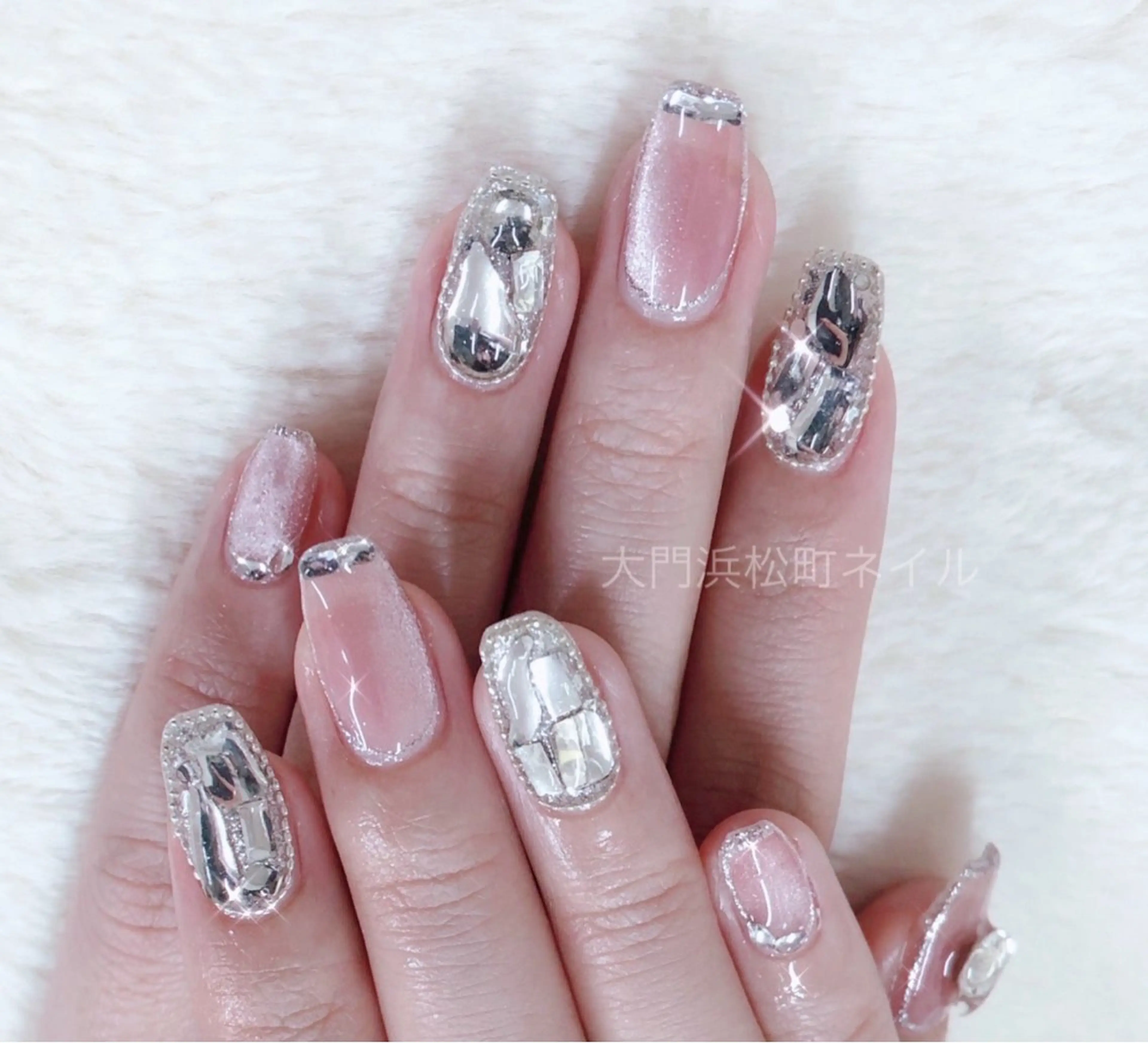 ネイル フレンチネイル ガラスフレンチ マグネットネイル マグネットフレンチ ミラーネイル ハンドネイル ハンドケア 大門浜松町 ネイルのネイルデザイン
